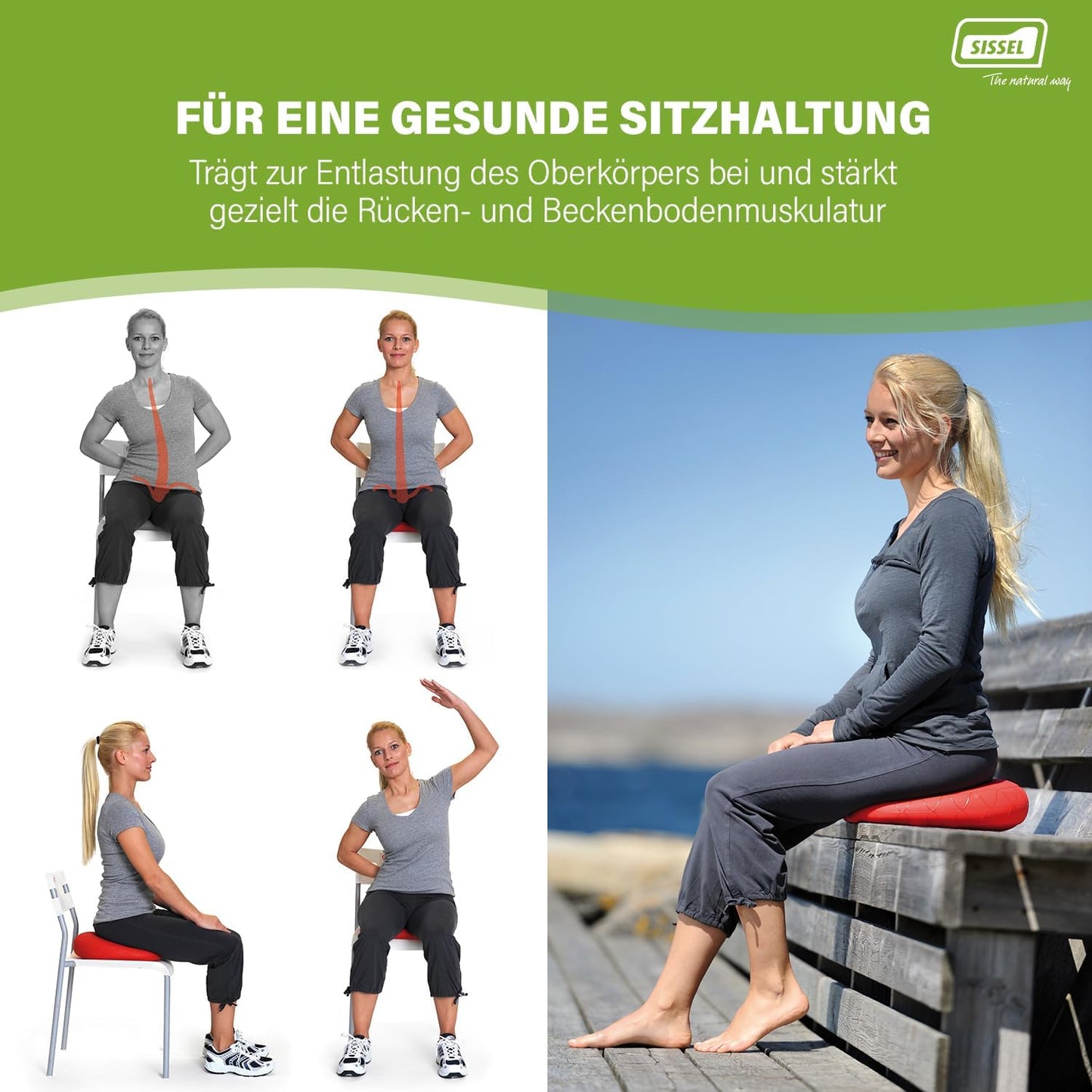 Balance Kissen Sitfit, 33 cm Schwarz