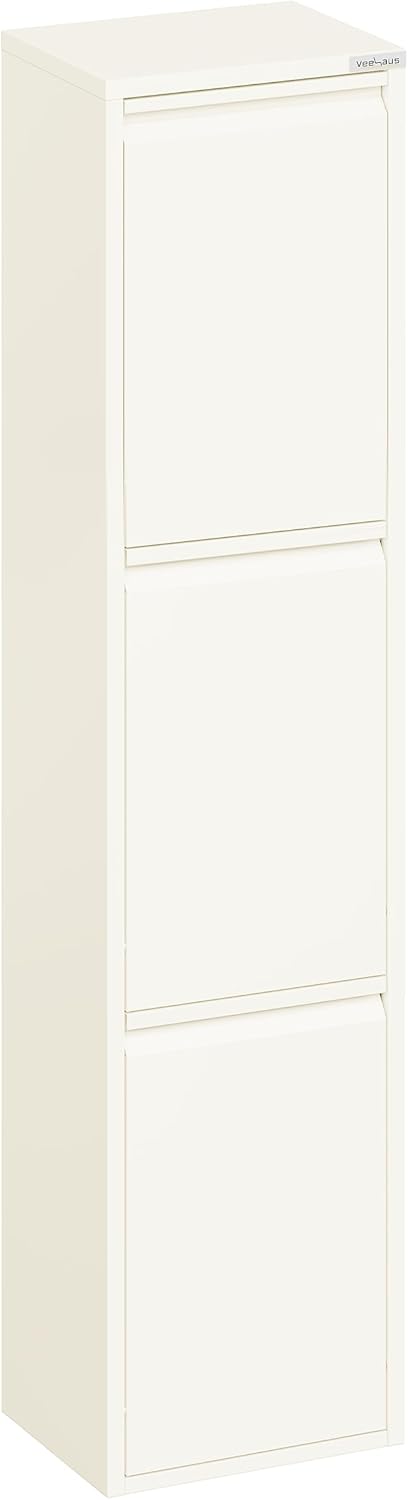 Küchen-Mülleimer mit 3 Klappen, 3 X 15 L Creme Weiß