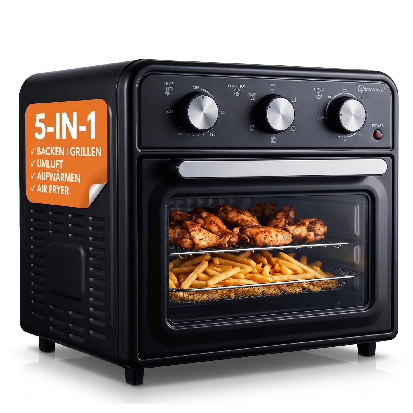 Minibackofen mit Umluft & Airfryer-Funktion, 20 Liter