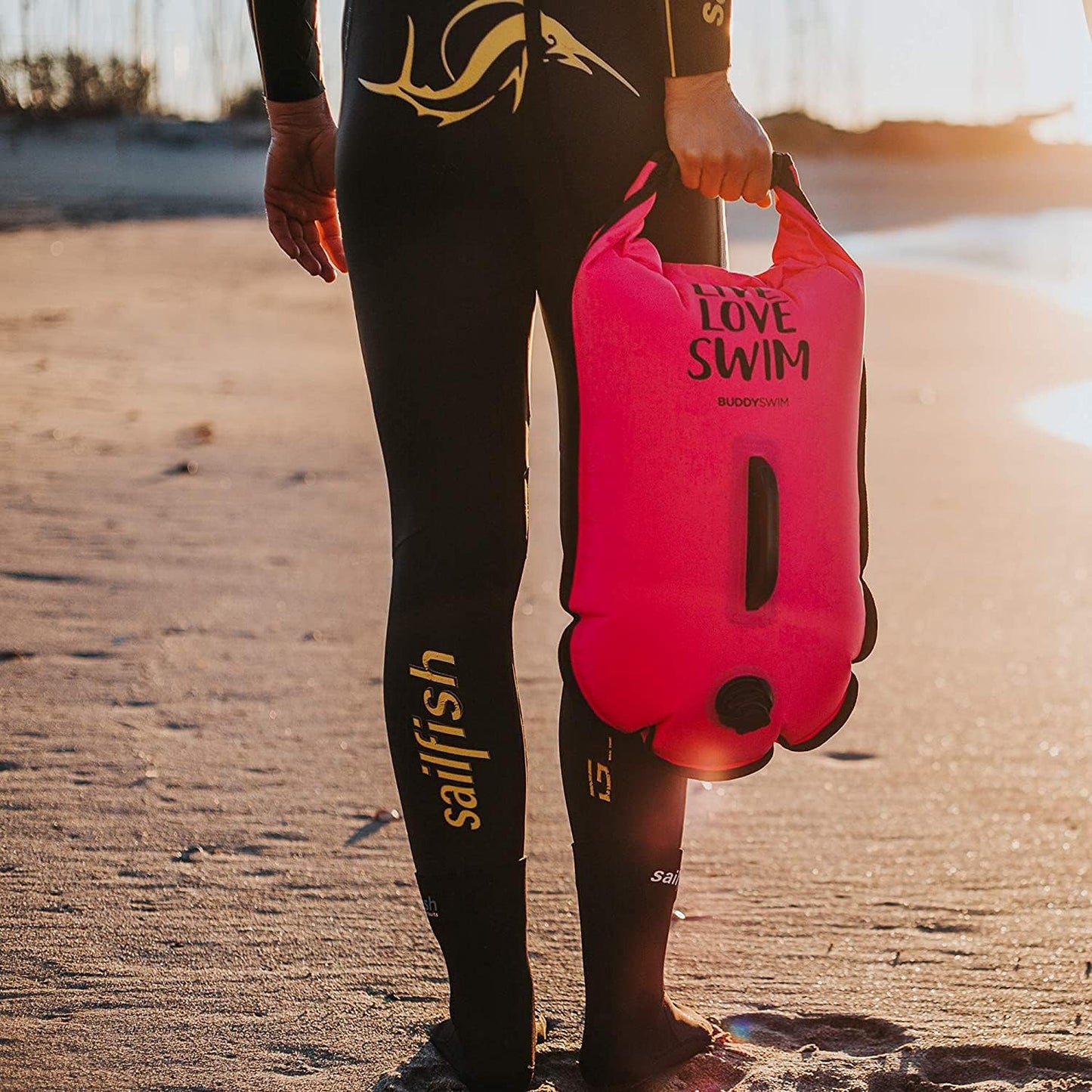 Schwimmboje mit Badekappe, Rosa