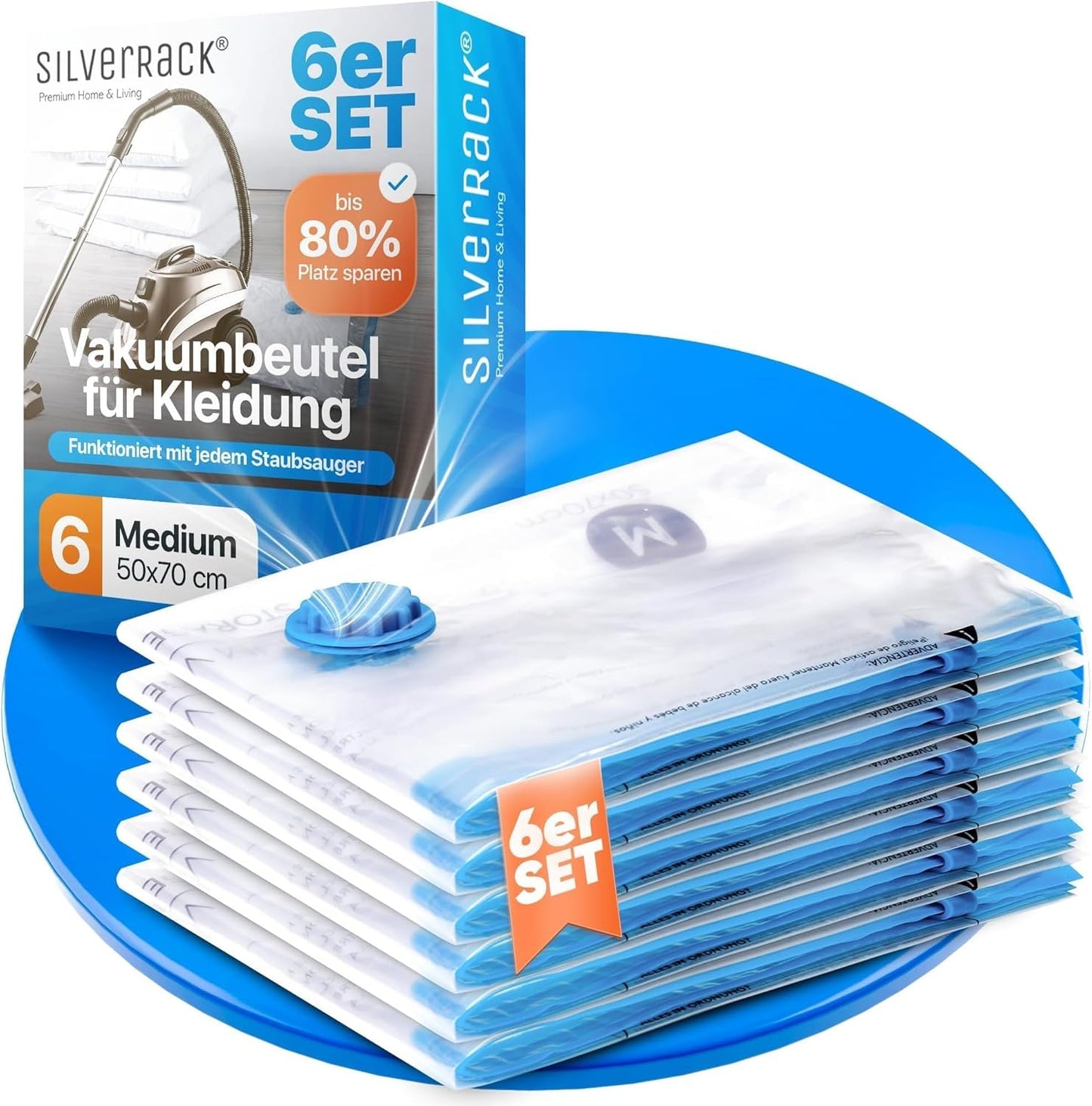 Vakuumbeutel-Set für Kleidung, 50x70 cm, 6x Beutel - (6xM (50x70 cm))