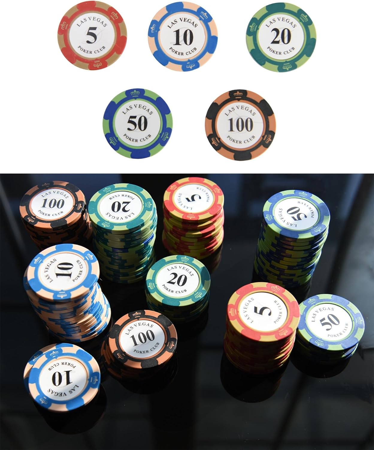 Pokerchip-Set mit Tonchips 100 Stück
