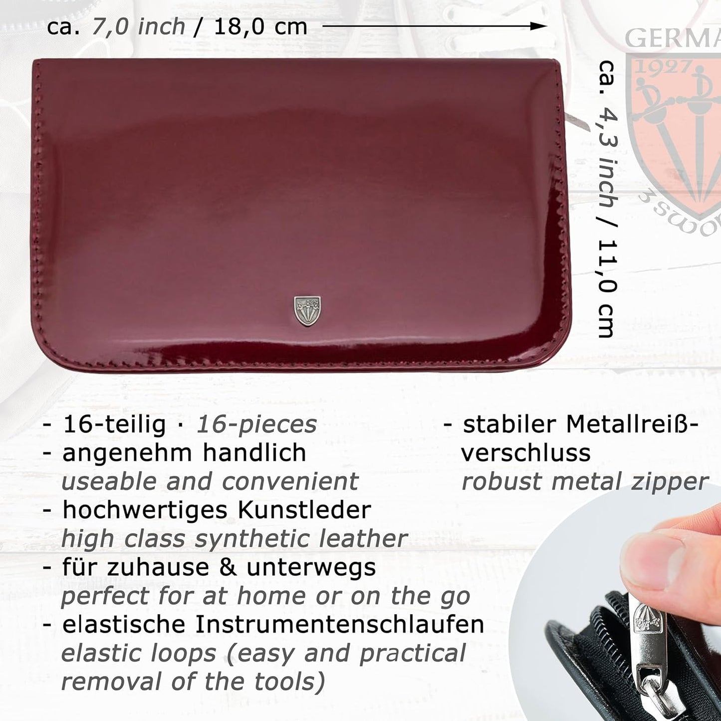 Nagelpflegeset 'Cinisello', WEINROT / LACKMATERIAL
