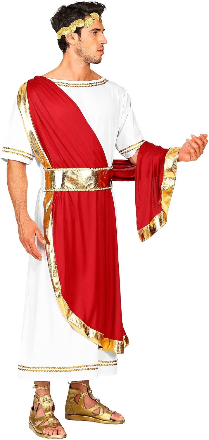Römischer Kaiser Nero Kostüm Tunika mit Schärpe, Gürtel, Lorbeerkranz, L