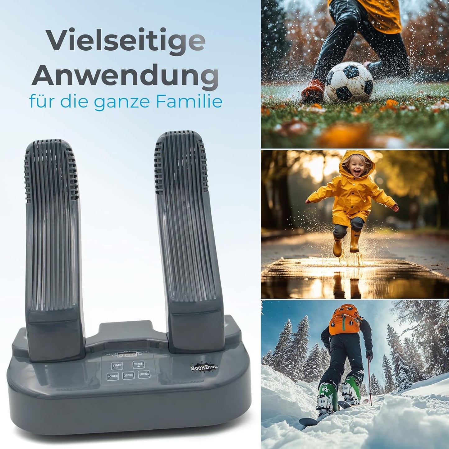 Elektrischer Schuhtrockner & Schuhwärmer für Ski- und Winterschuhe, grau