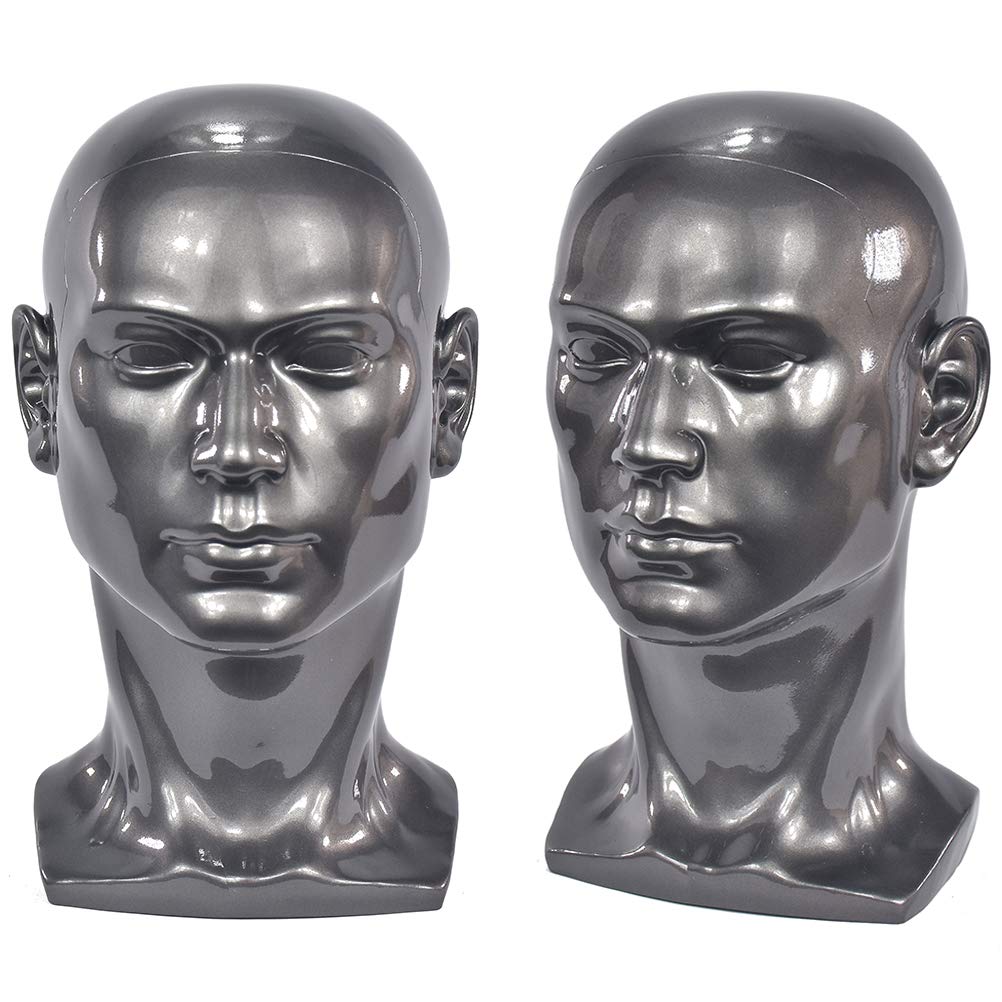 Männlicher Schaufensterpuppenkopf, Helles Schwarz PVC