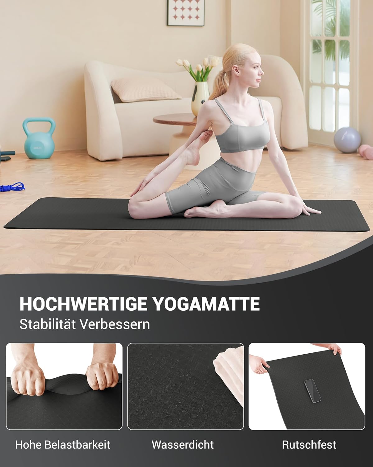Good Nite Yogamatte, Schwarz 6 mm