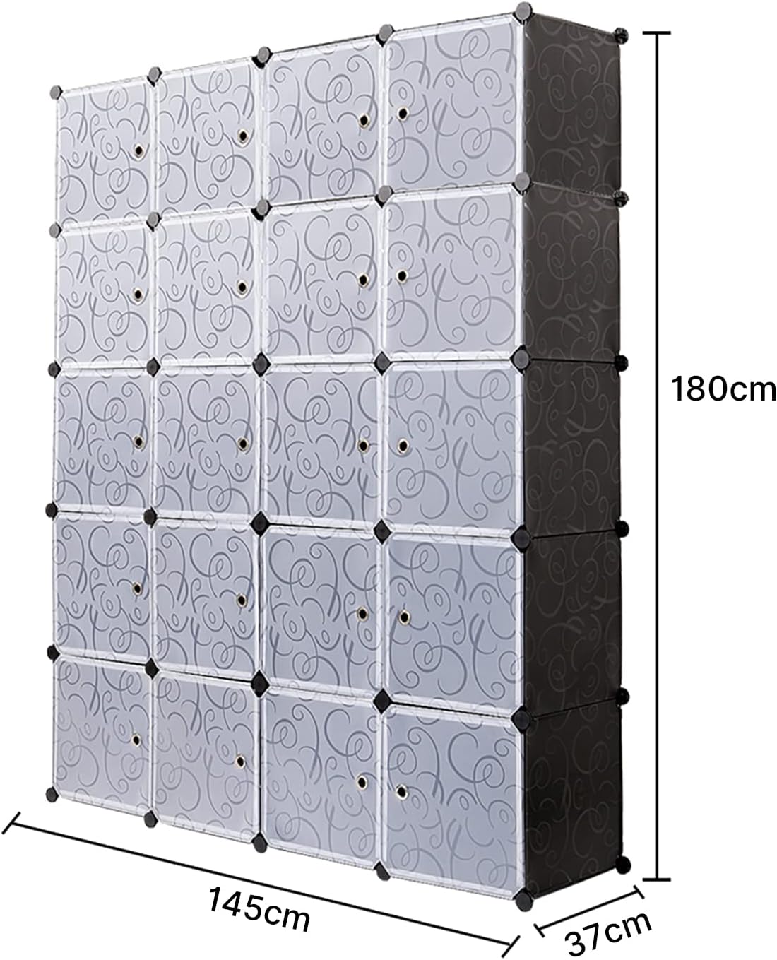Modularer Kleiderschrank mit 20 Würfeln, Schwarz