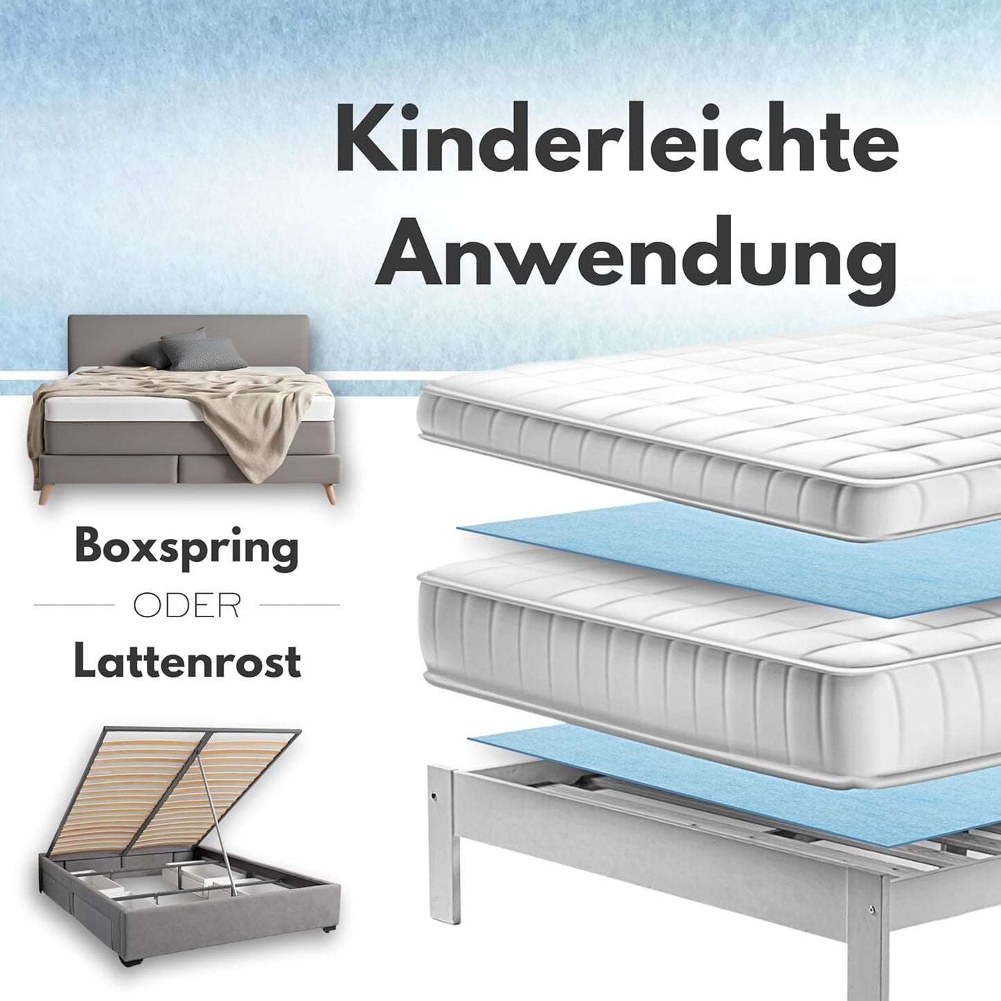 Antirutsch Matratzenschoner für Boxspringbett & Lattenrost, 60 x 180 cm