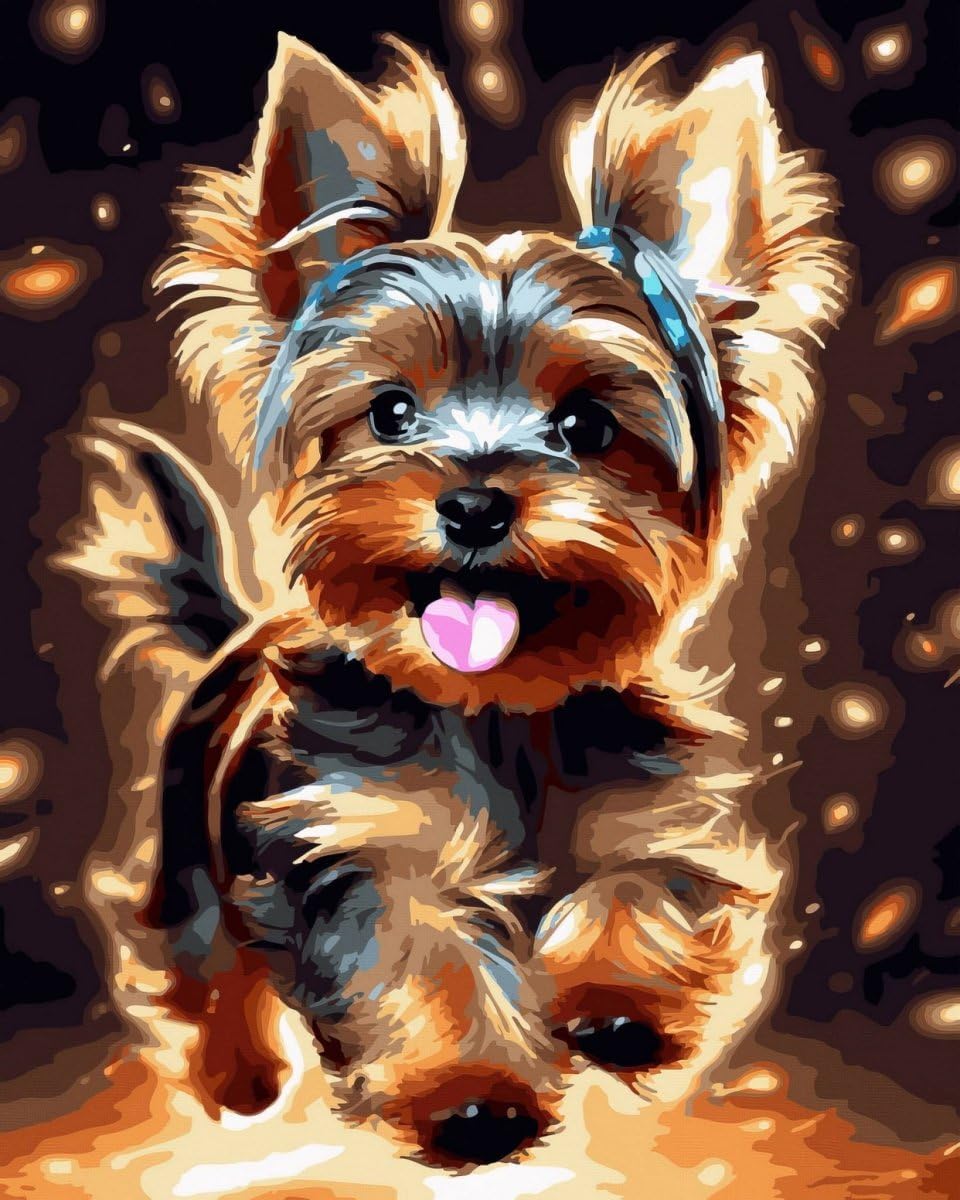 Malen nach Zahlen Set 40x50 cm, Jolly yorkie terrier