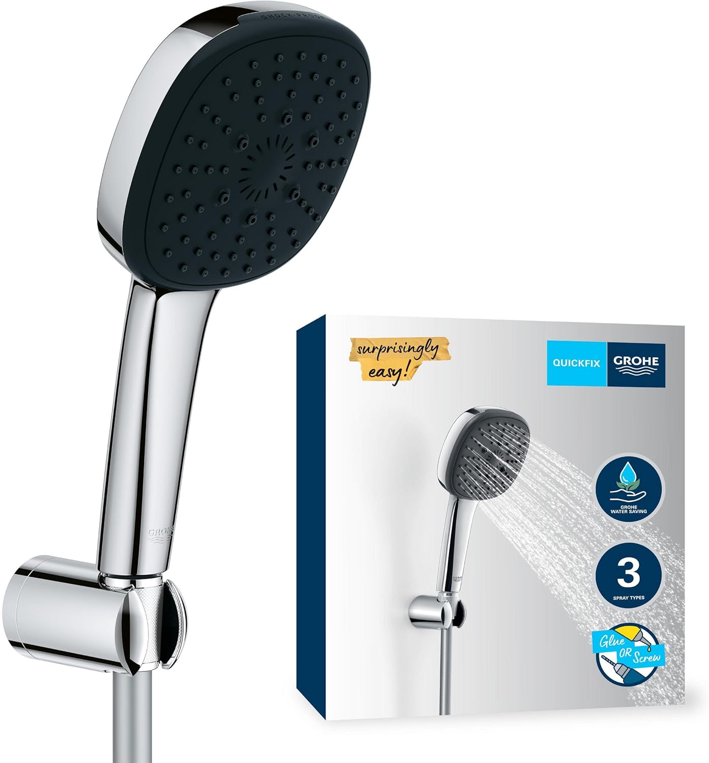 Vitalio Comfort 110 Duschkopf mit Schlauch und Halterung, Wandhalterset