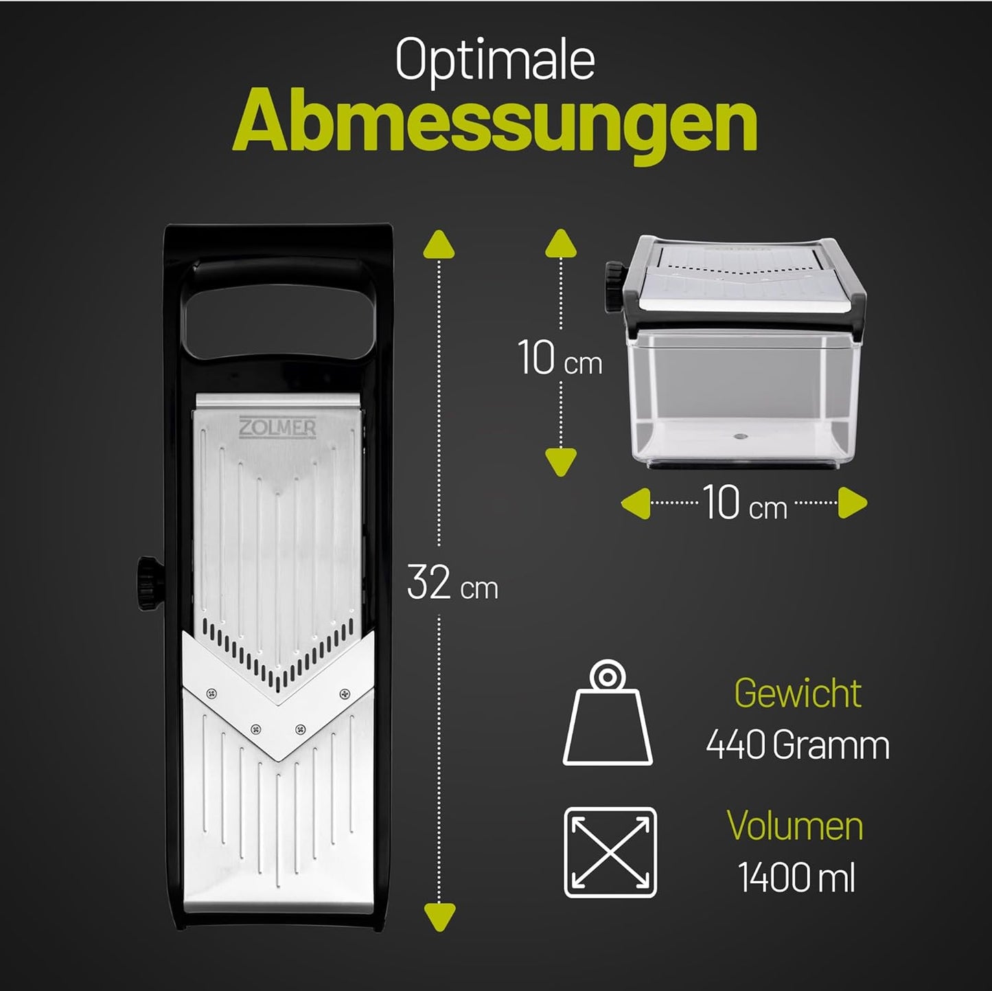 Gemüsehobel inkl. Fingerschutz und Auffangschale, Gemüsehobel