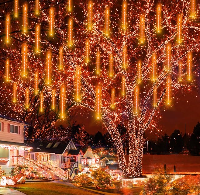 LED Meteorschauer Lichterkette, 20 Röhren, erweiterbar, Orange