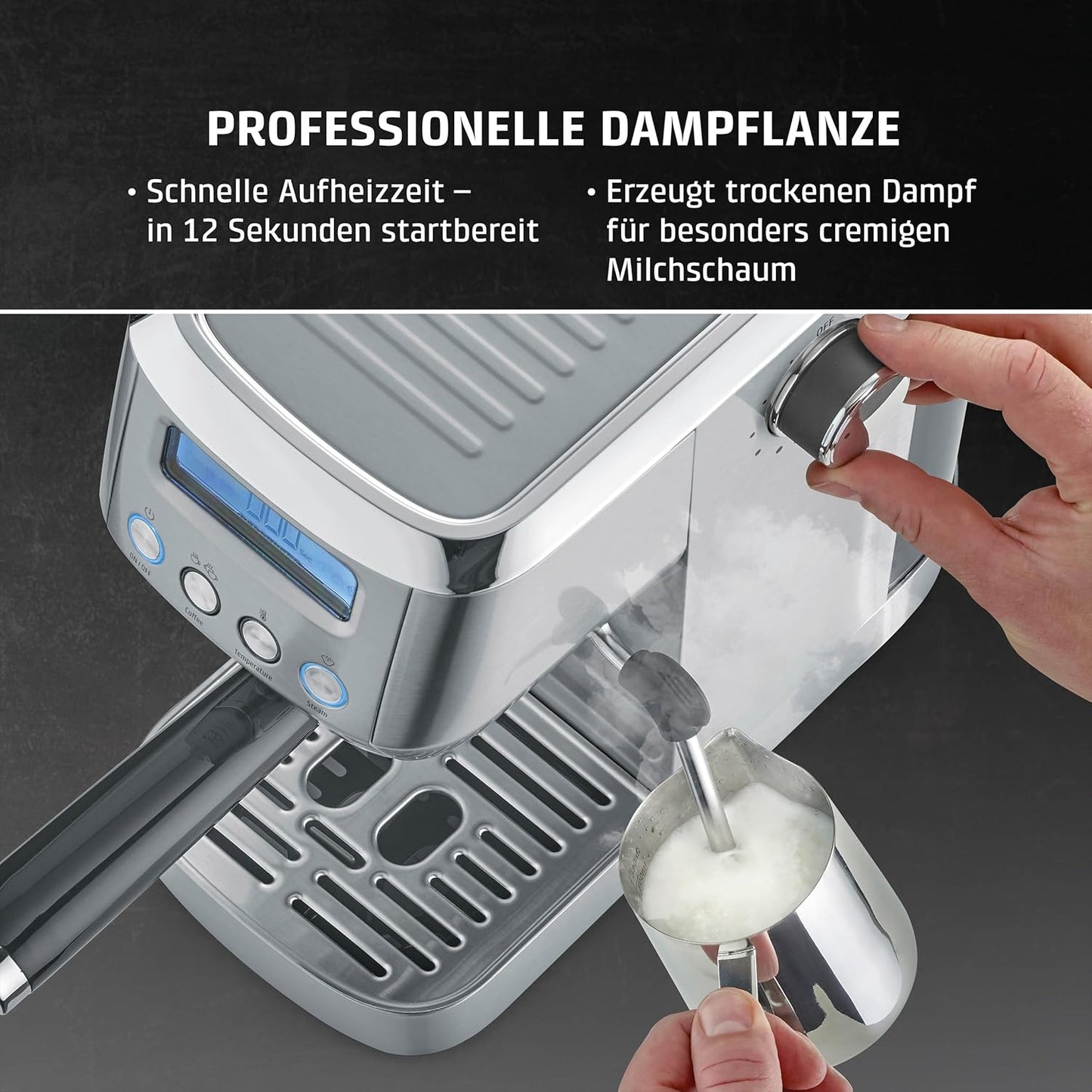 EspressoGourmet Crema Siebträgermaschine, mit Dampflanze