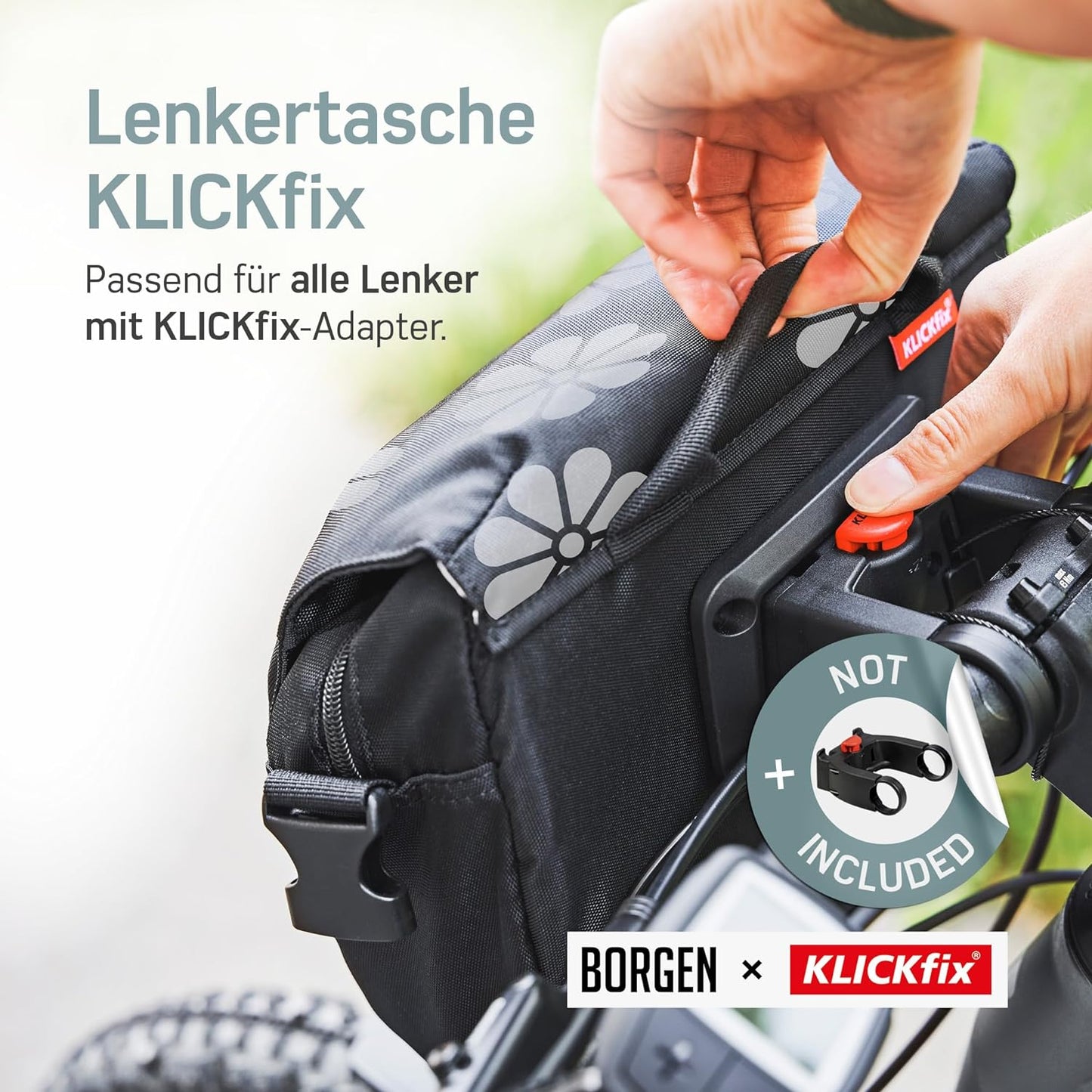 Lenkertasche KLICKfix, Ohne Adapter, Blume Reflektor