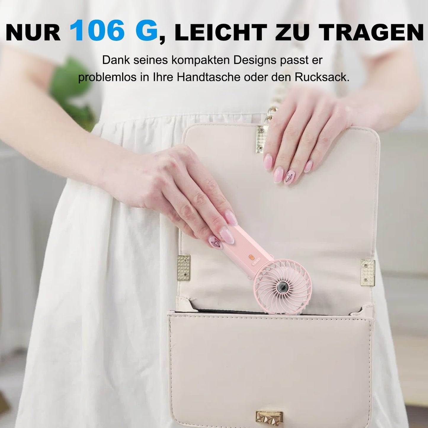 2er-Set Faltbarer Mini-Handventilator, Rosa+rosa