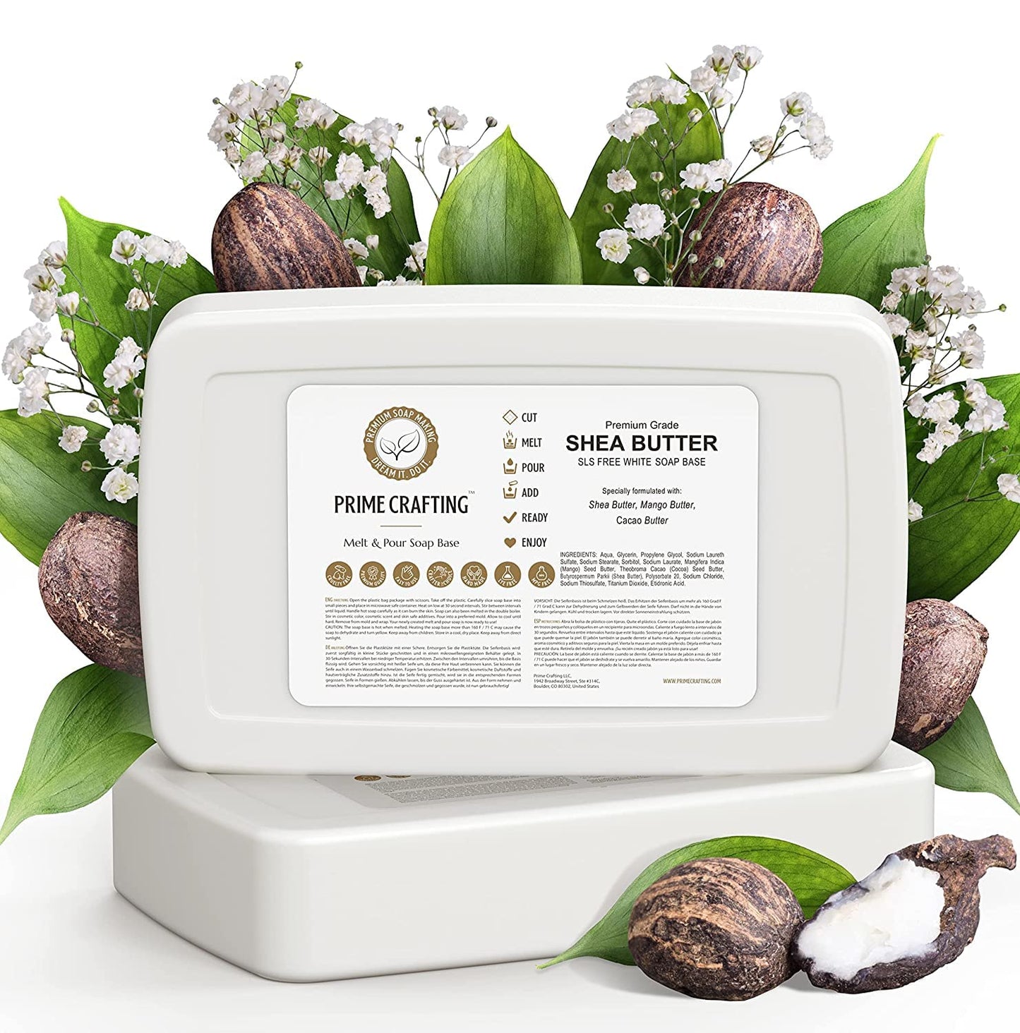 BIO Sheabutter Seifenbasis für Seifenherstellung, 3 kg, 3 kg (1er Pack) Sheabutter