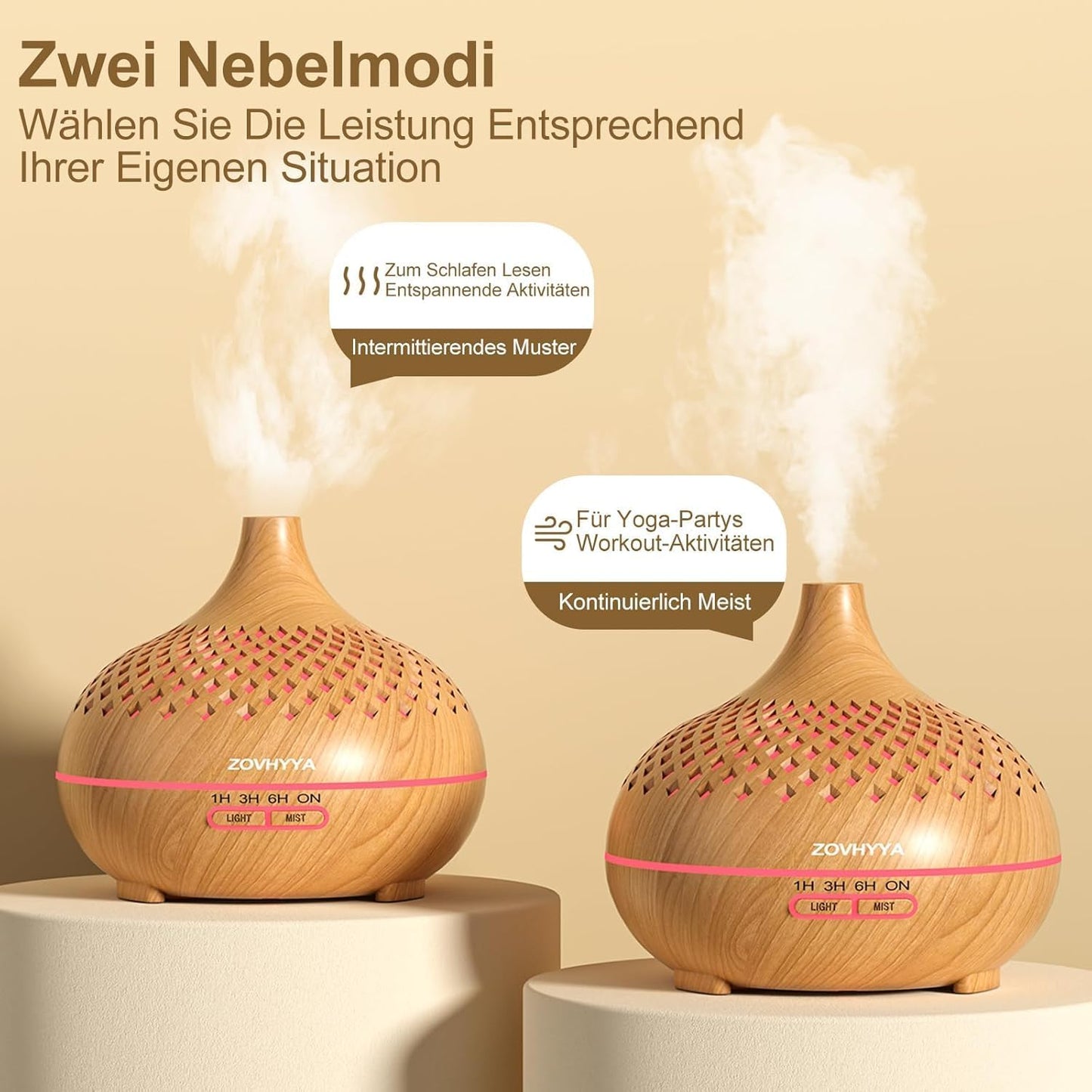 Aroma Diffuser mit 8 ätherischen Ölen und Fernbedienung, Gold3