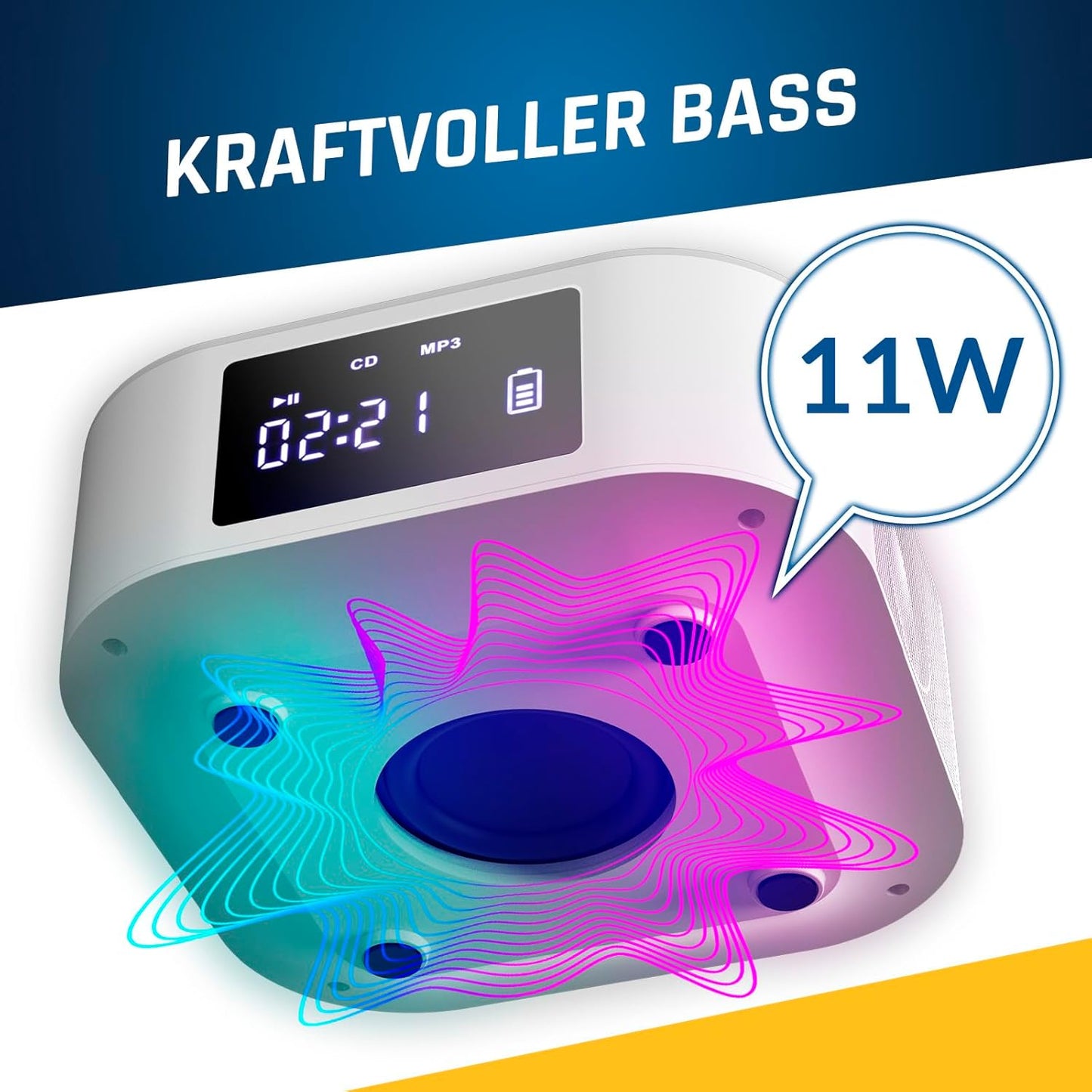 Boombox mit CD-Player und Bluetooth, Weiss