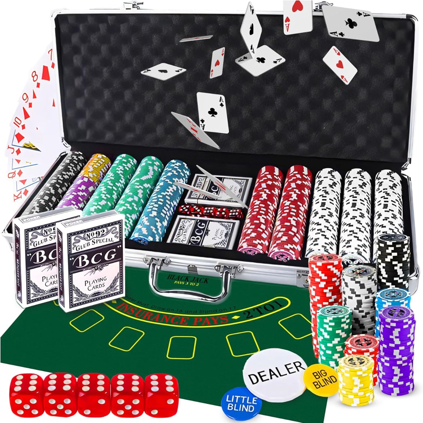 Pokerkoffer Set mit 500 Chips und Zubehör