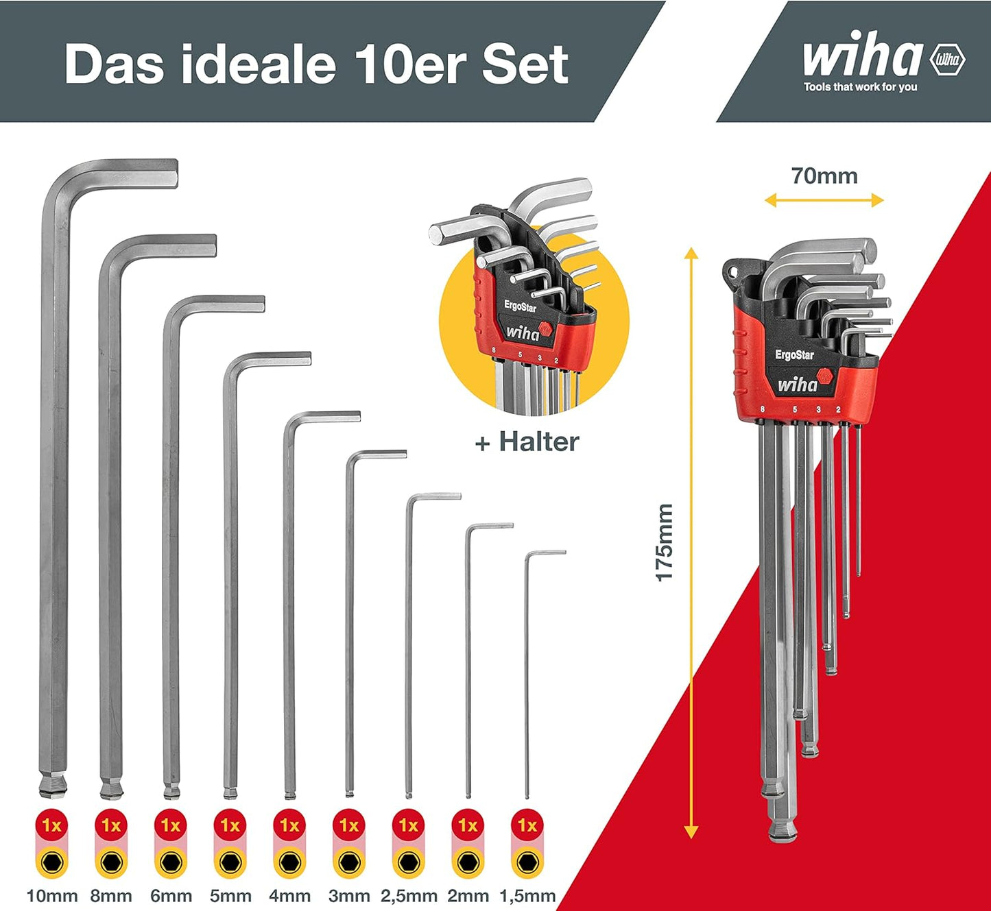 Innensechskant Set im ErgoStar Halter, lose verpackt
