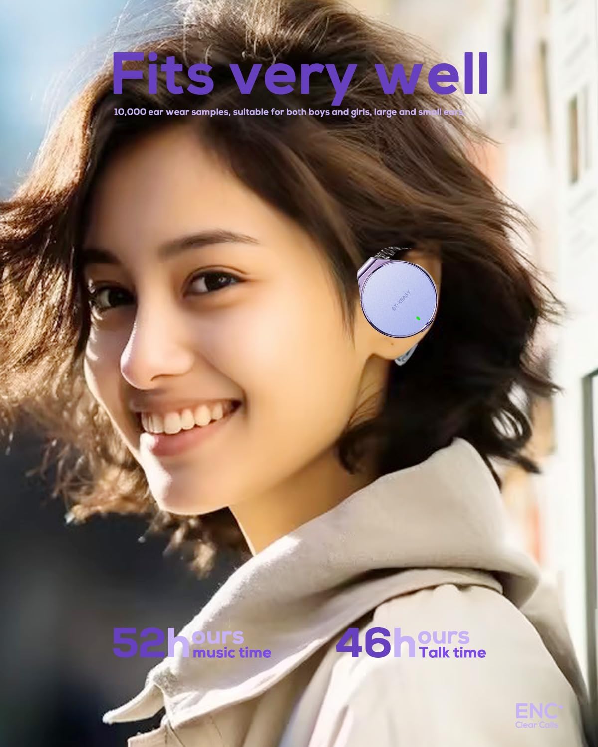 Bluetooth On-Ear Kopfhörer mit Geräuschunterdrückung, Flieder