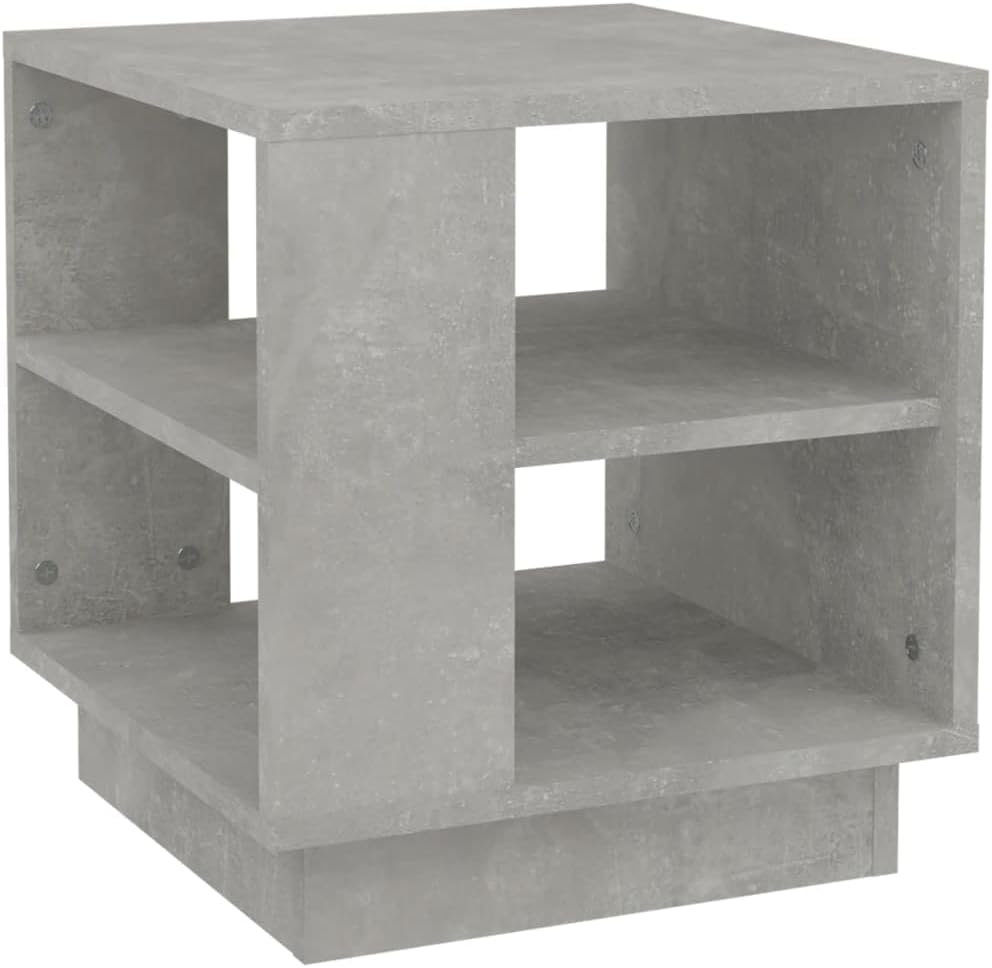 Couchtisch mit 2 Ablagen, Betongrau, 40x40x43 cm