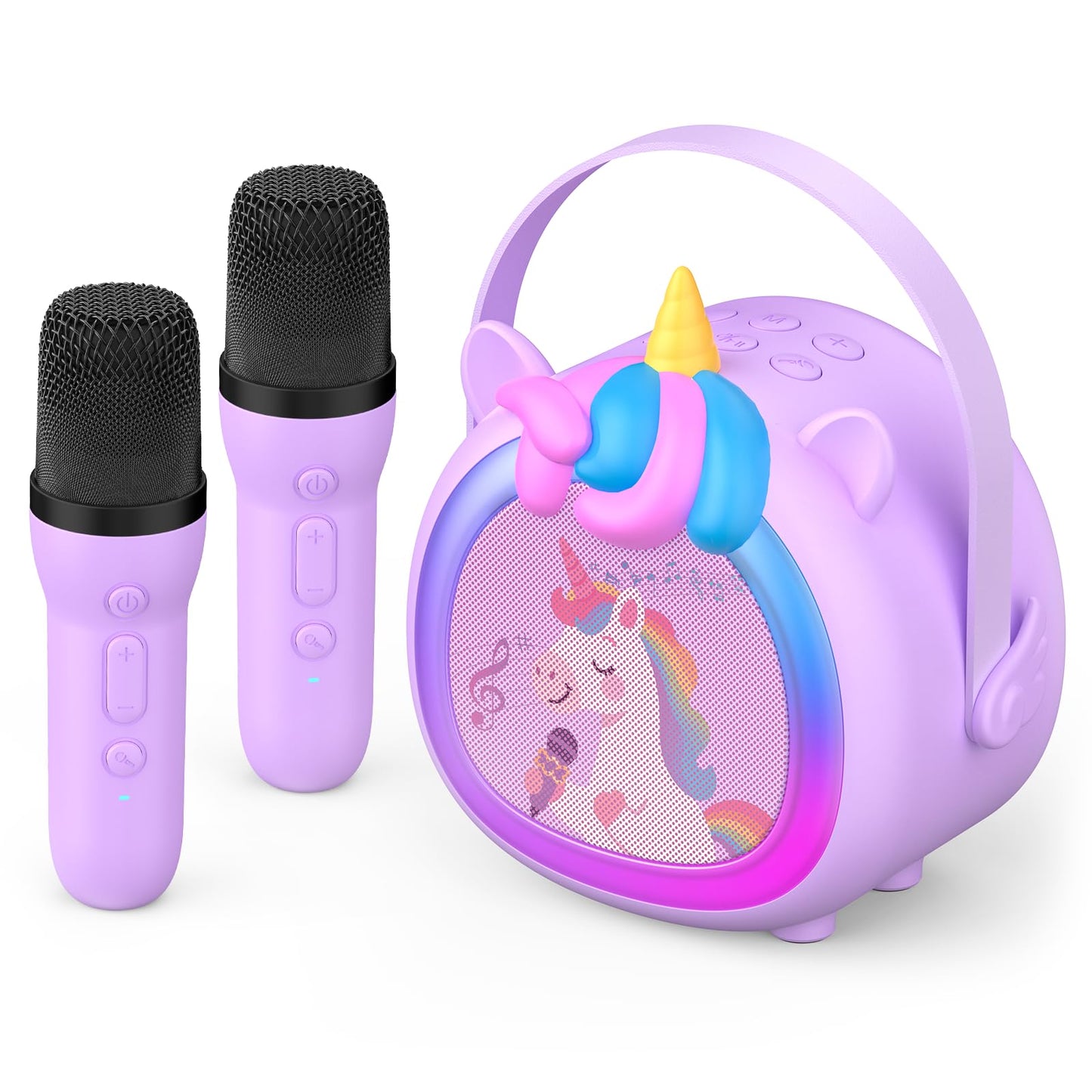 Kinder-Karaoke-Maschine mit 2 Mikrofonen, Lila