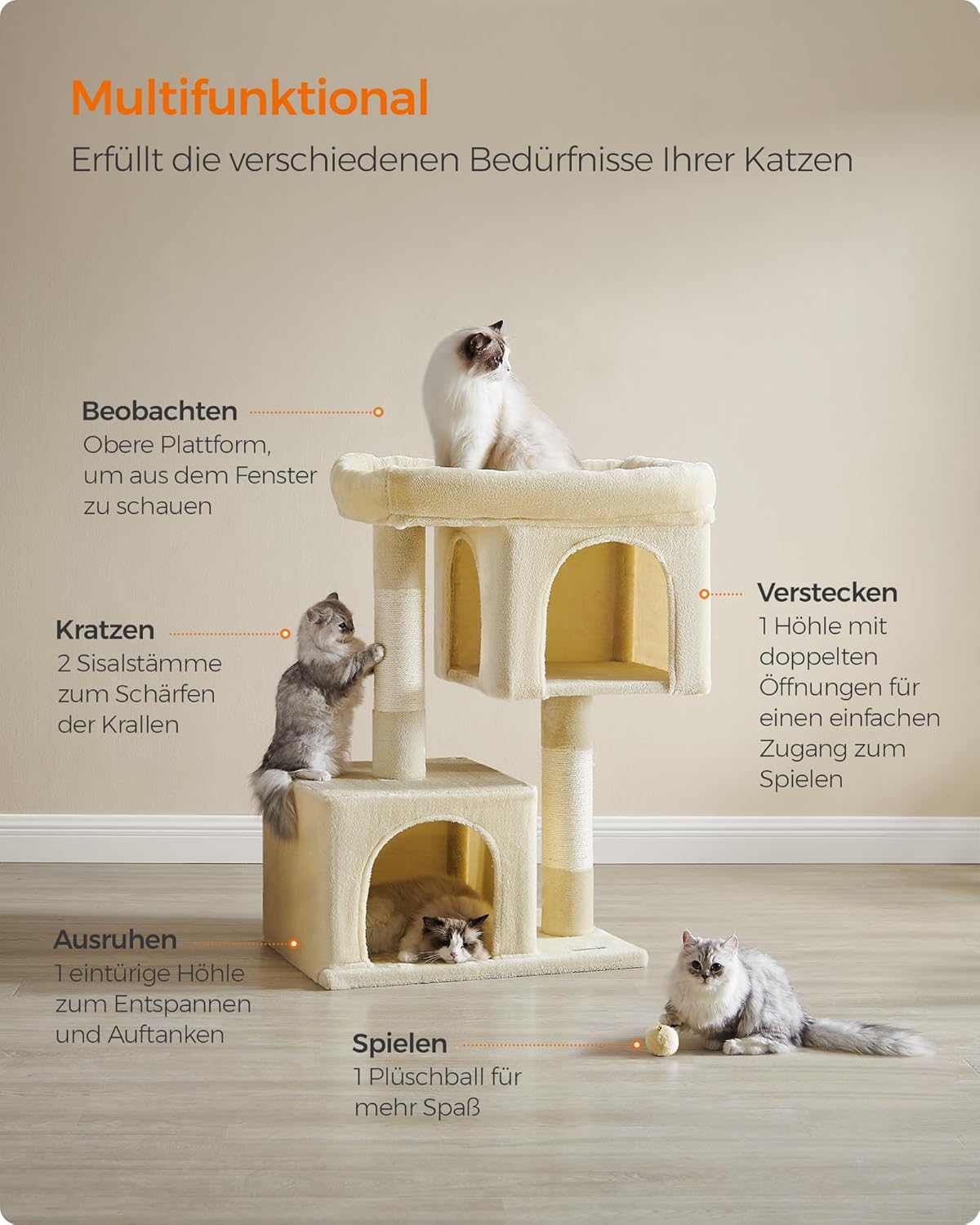 Kratzbaum PCT614M01, Beige XL (68 x 48 x 101 cm)
