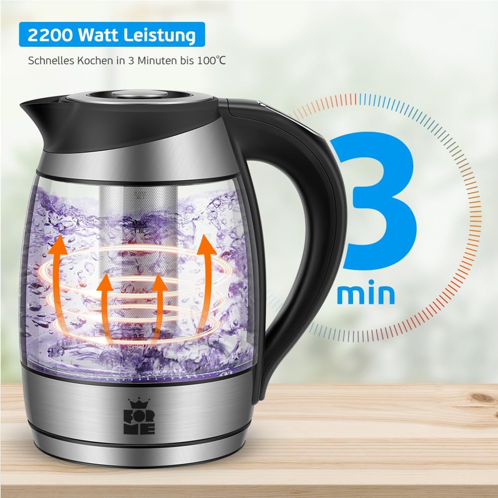 FKG-448 Wasserkocher mit Teesieb & Temperatureinstellung, Mit Teesieb 448