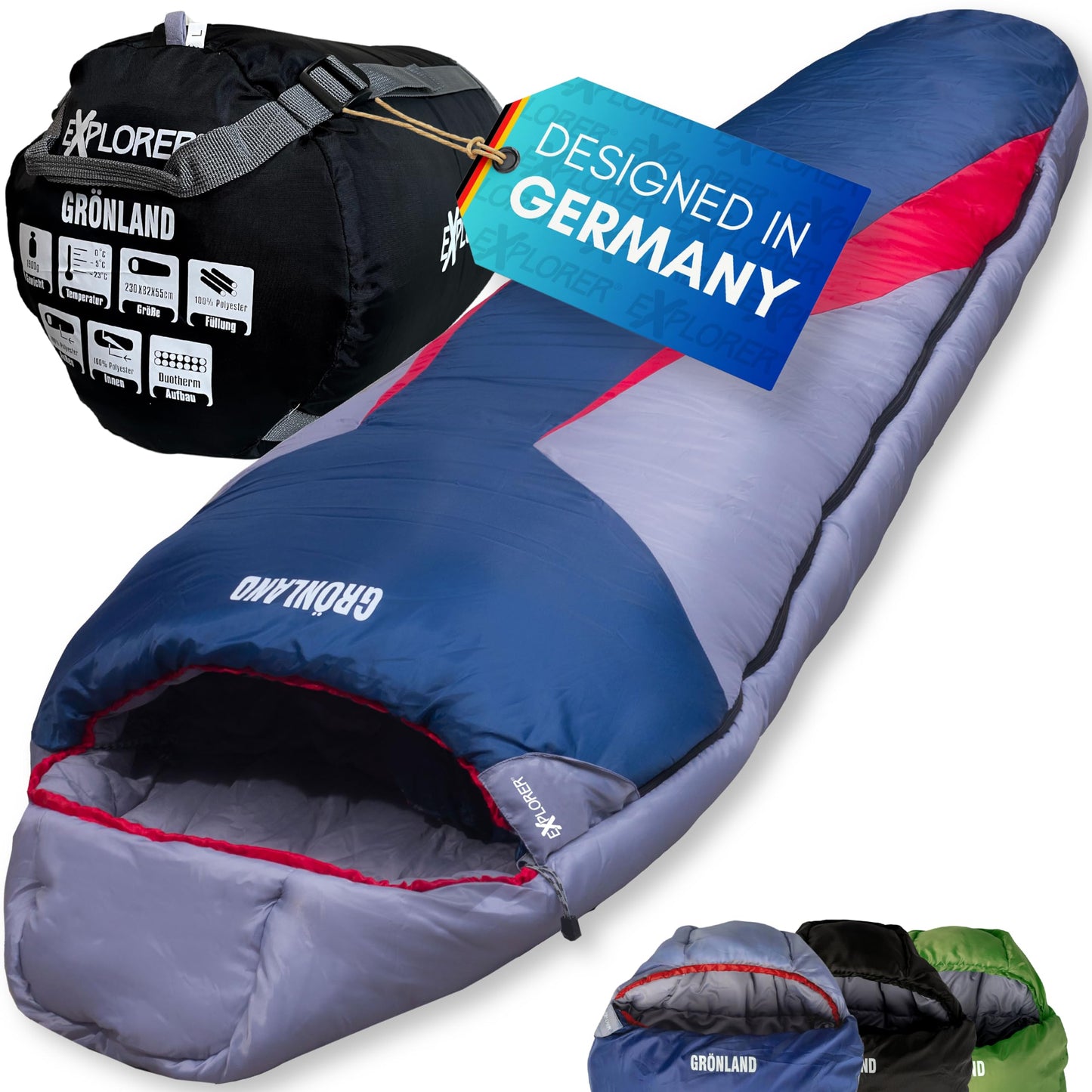 Mumienschlafsack Outdoor, Blau RV Rechts