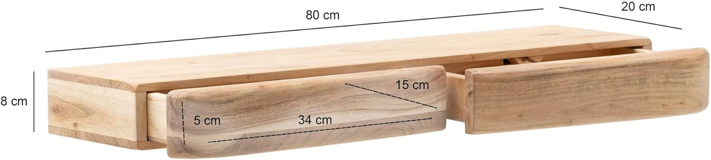 Wandregal mit Schubladen, 80 cm