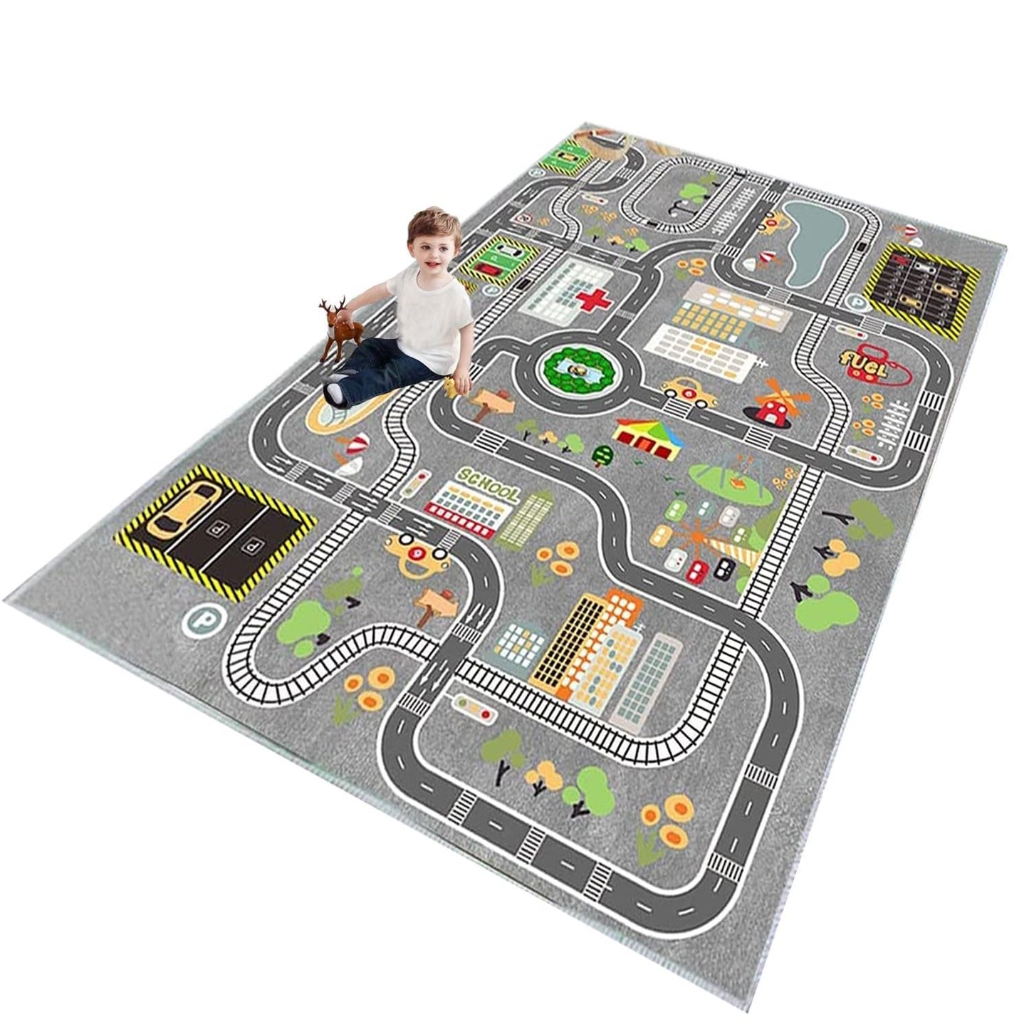 Kinder-Spielteppich mit Strassenmotiv, 80X120CM A