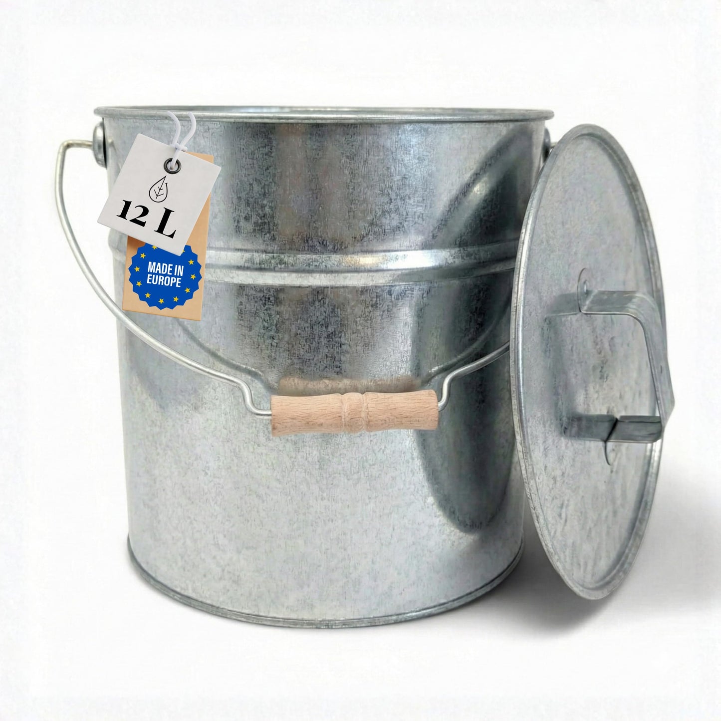 Ascheeimer mit Deckel, Zink
