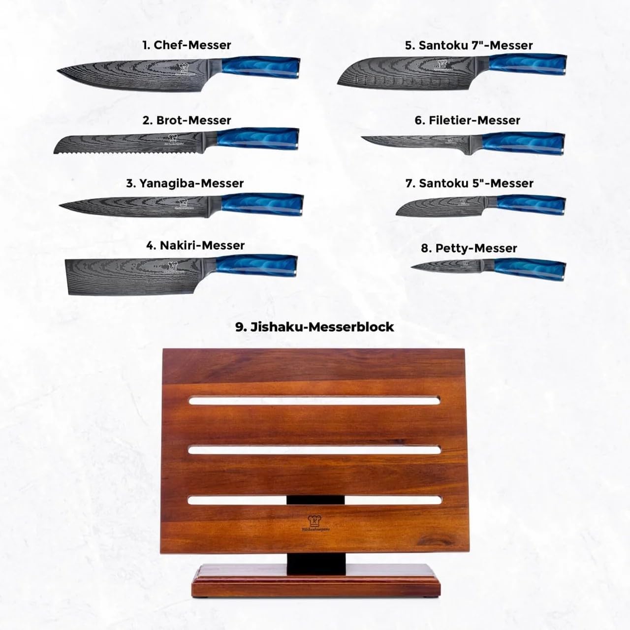 8-teiliges Messerset mit Messerblock, Bundle Shiburu