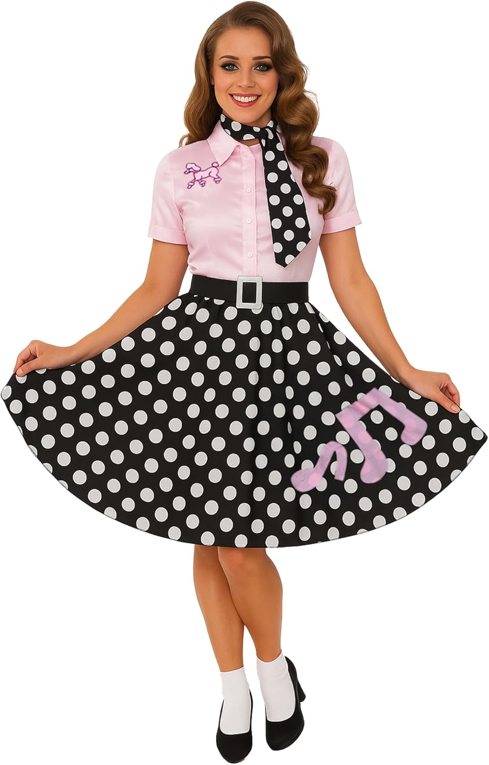50er Jahre Retro Petticoat Kleid Damen, S Schwarz