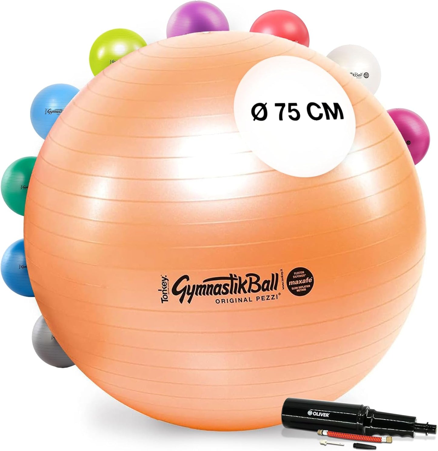 Gymnastikball mit Pumpe, 75cm Kupfer
