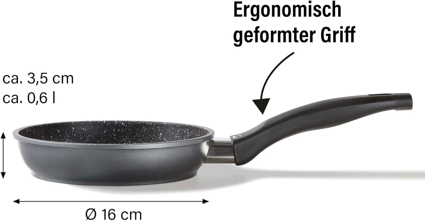 Antihaft-Induktionspfanne 16 cm (kratzfest, Steinpartikel), Grau 16cm