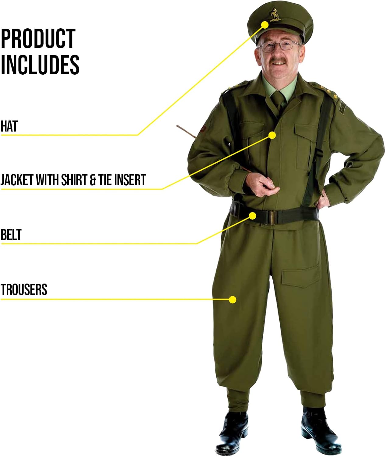 Militär Kostüm Herren, M Grün