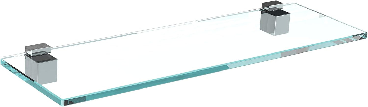 Glasregal Badablage mit Chromhalterung (60x20 cm), 60x20cm Klarglas + Halterung G - Chrom Glanz Optik