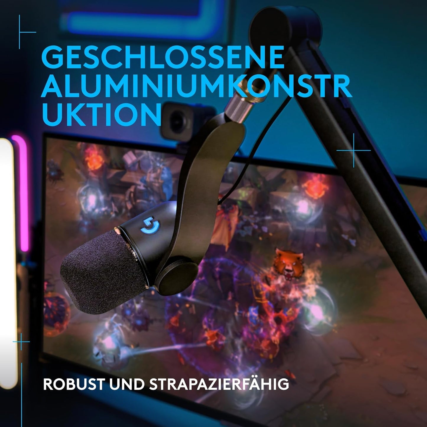 Yeticaster GX Dynamic RGB Gaming Mic, Schwarz Mikrofon + Schwenkarm