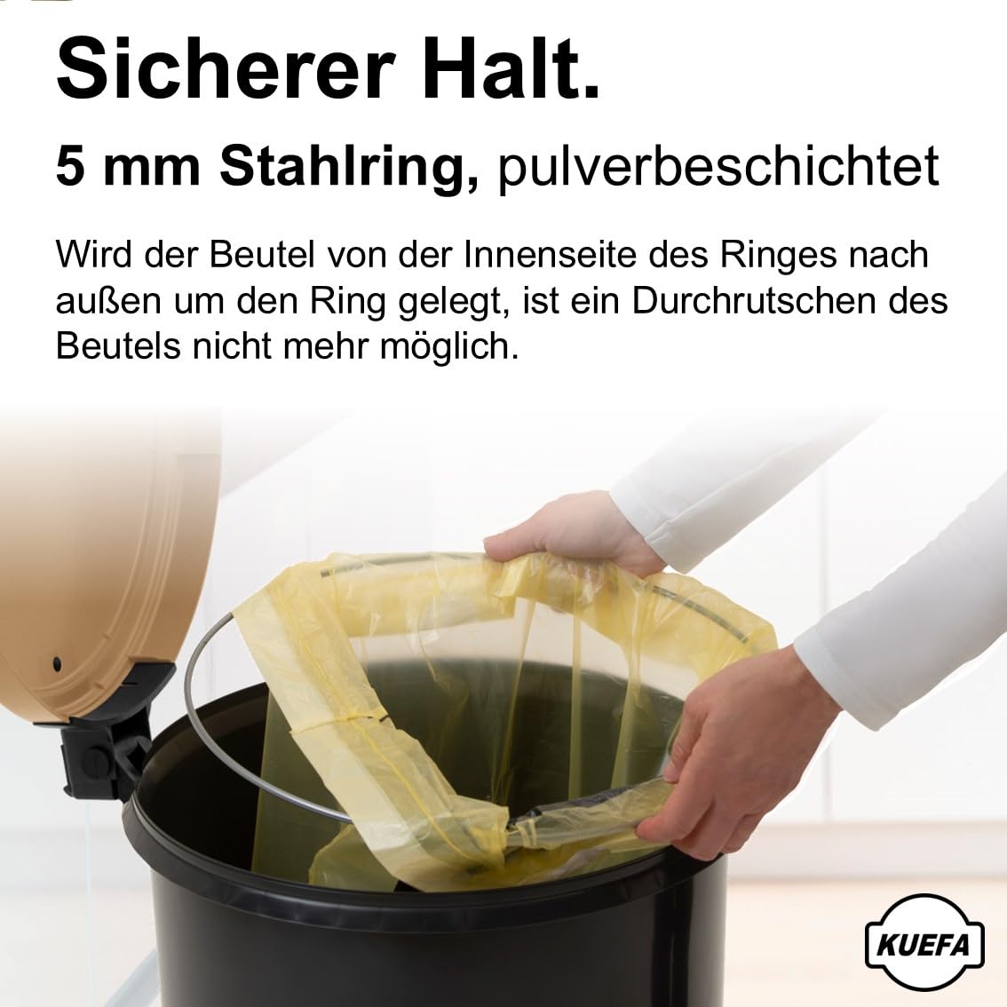 Müllsackständer mit Scharnierdeckel, 60 Liter, Cappuccino 1