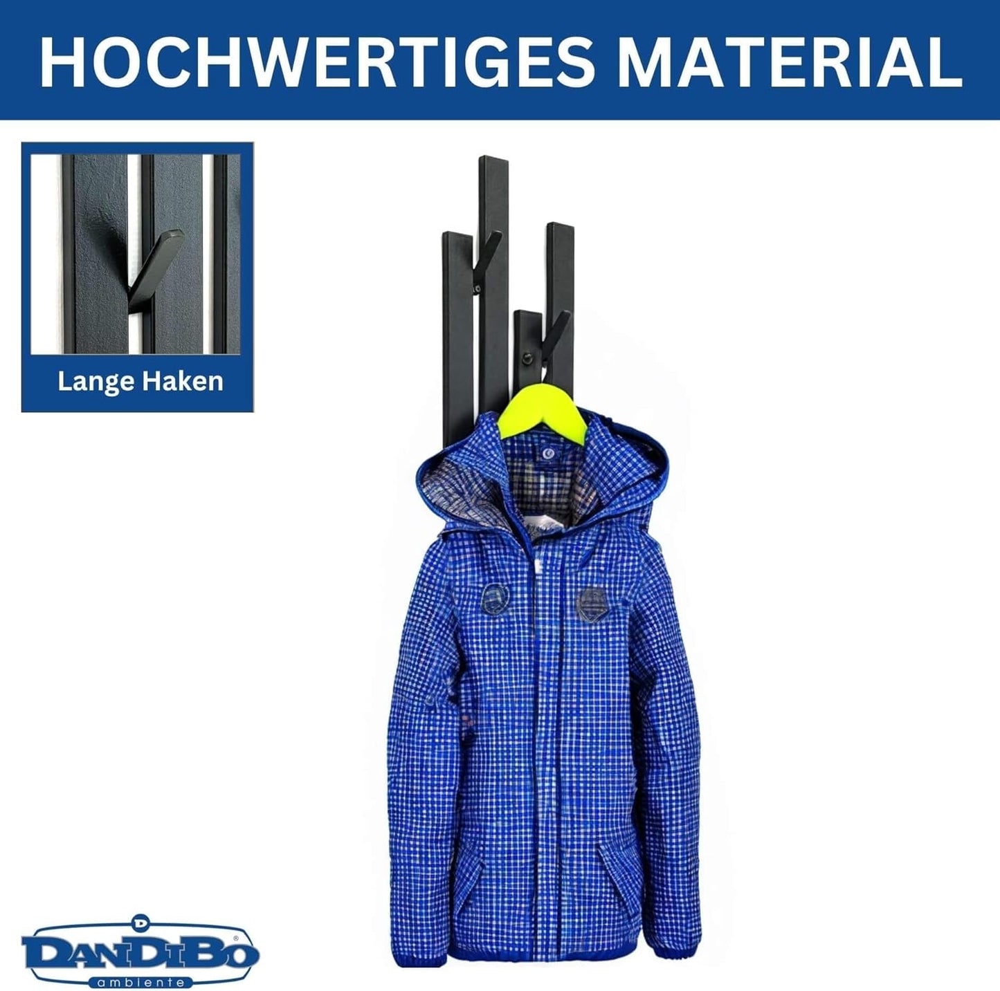 Wandgarderobe mit 8 Haken