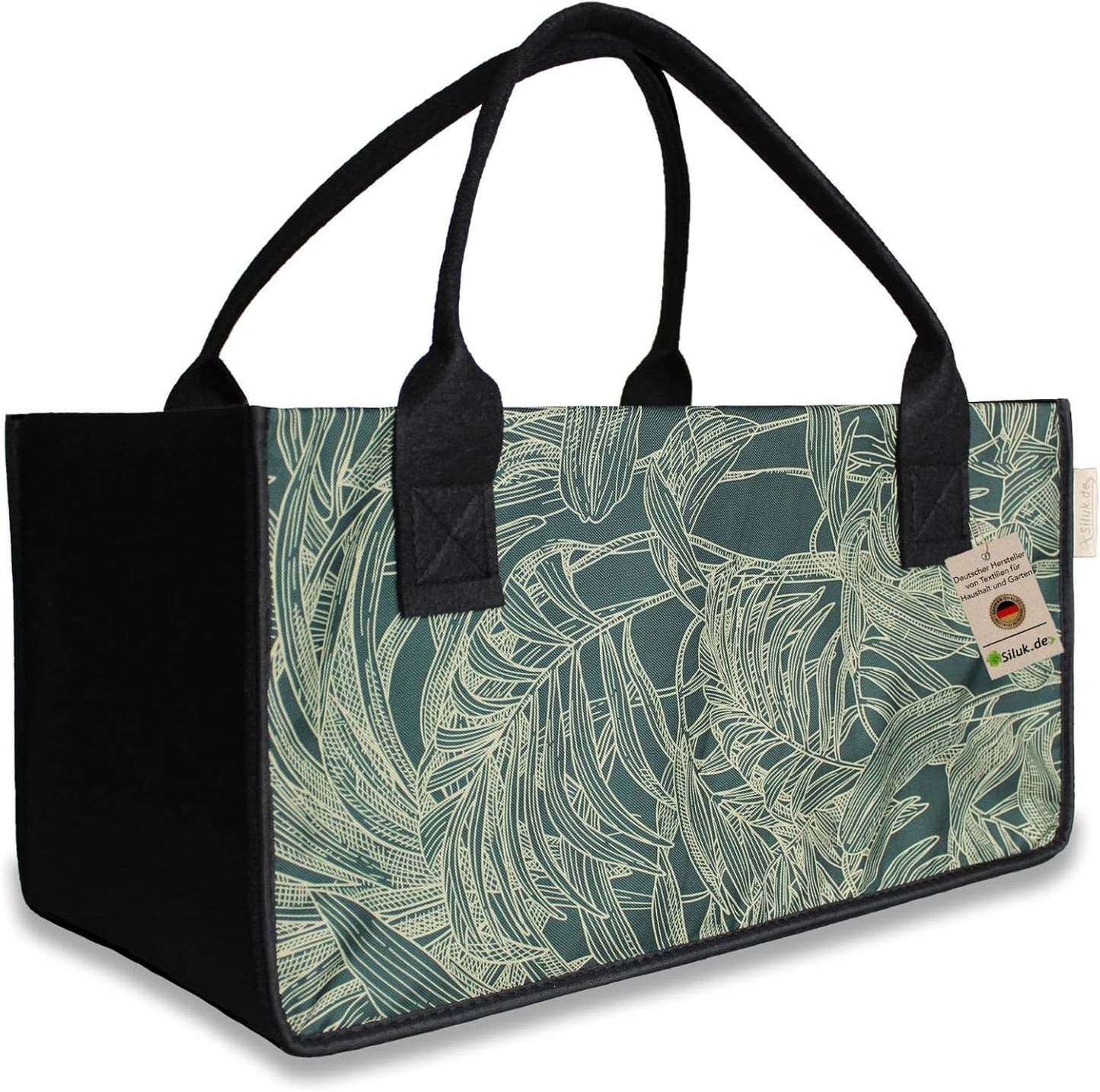 2-teiliges Filztaschen Set, Blume - Grün