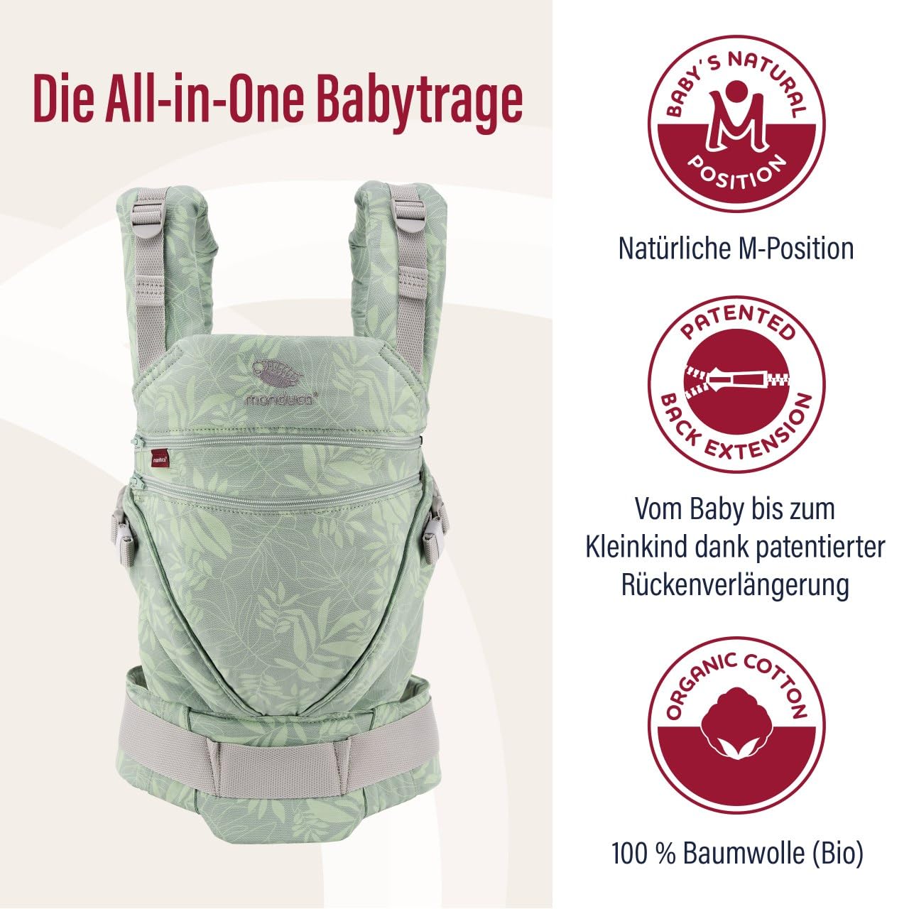 Verstellbare Babytrage XT, Botanic Green