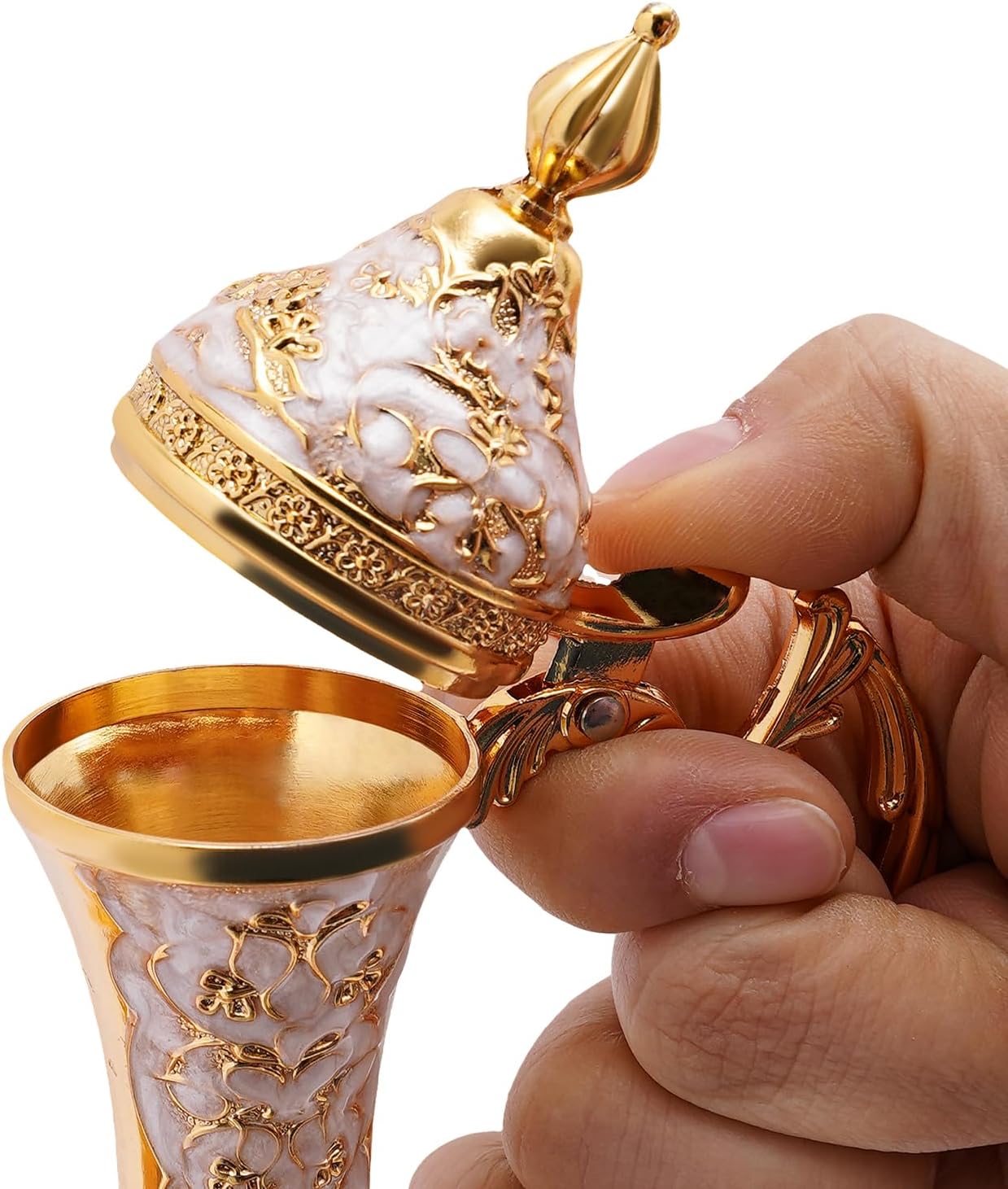 Vintage Türkisches Kaffeekannen-Set mit Tassen & Tablett, Gold