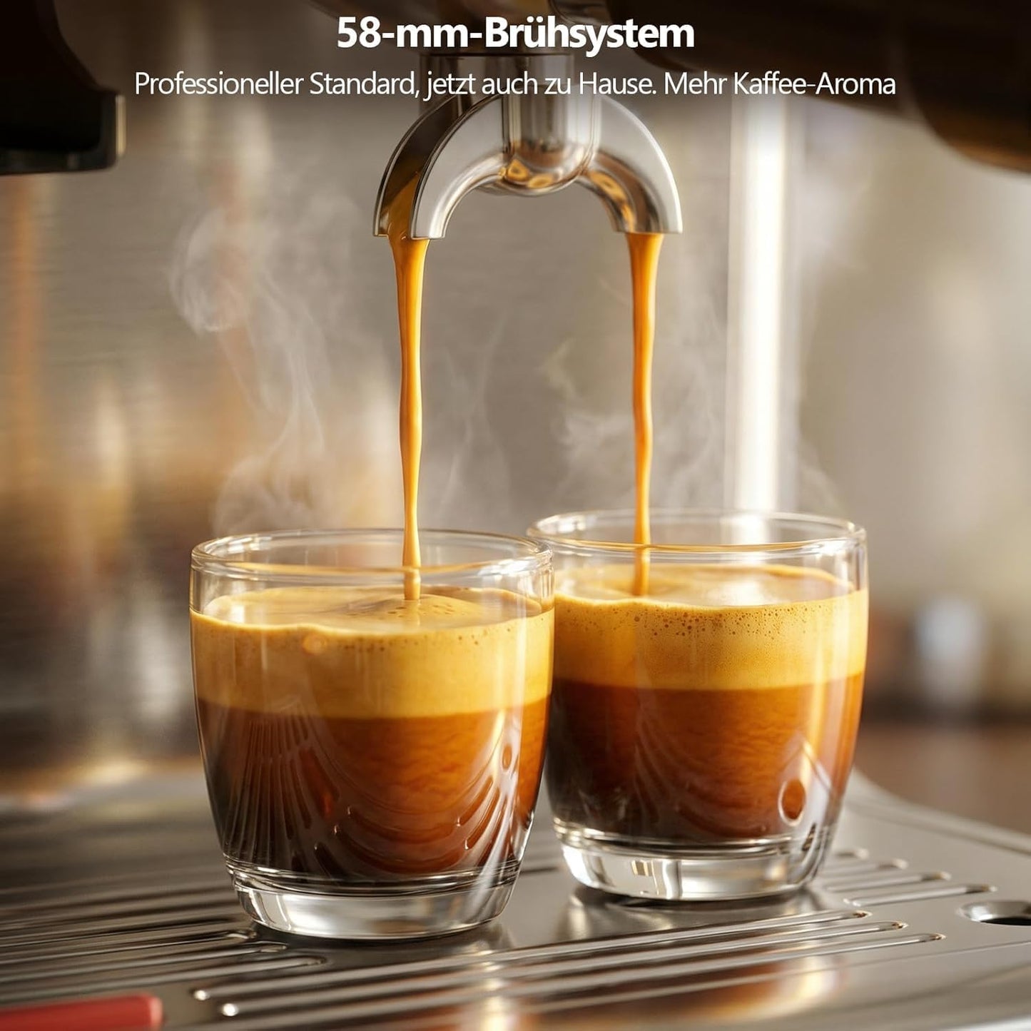 Espressomaschine mit Kegelmahlwerk & PID-Steuerung, Silber