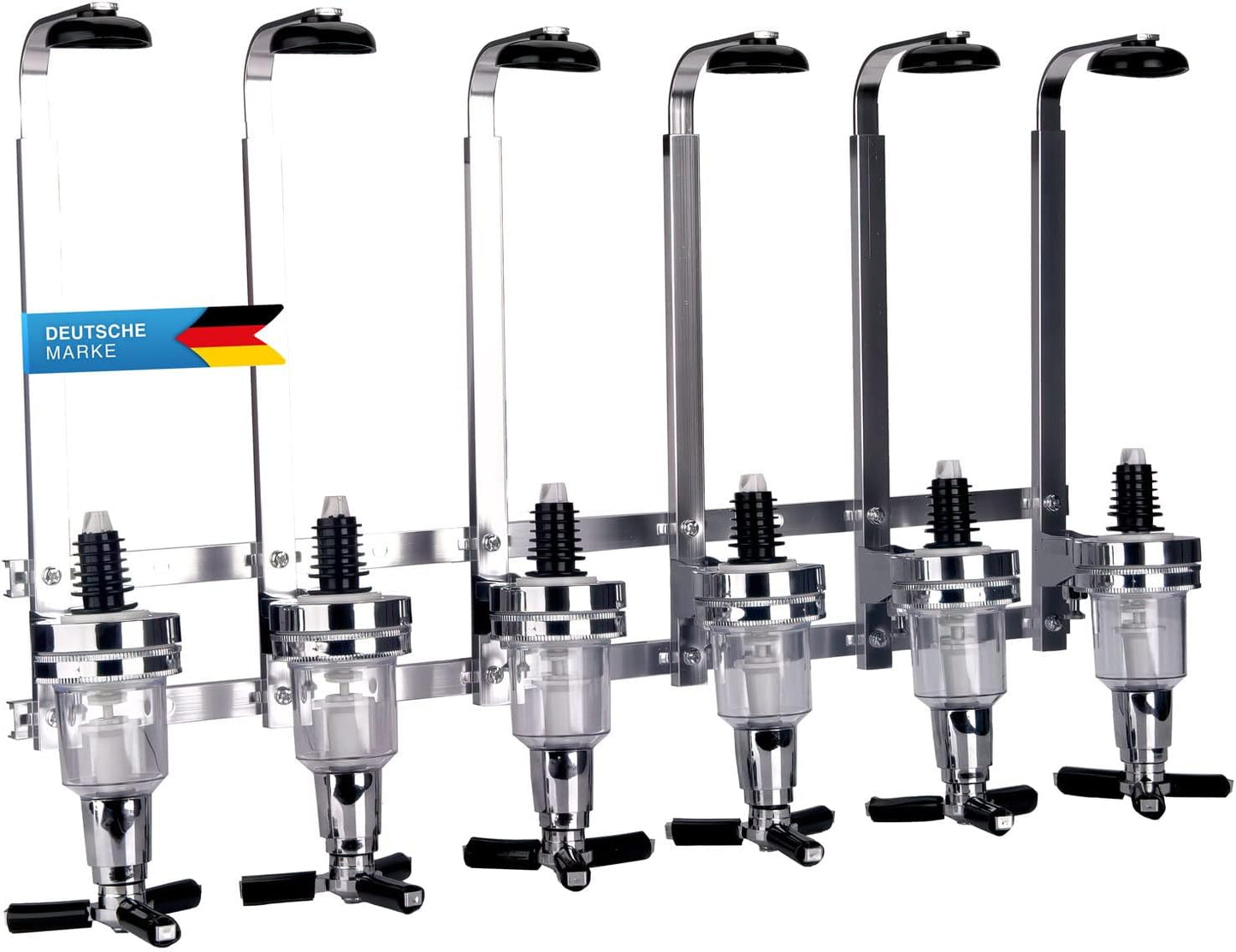 6-facher Flaschenhalter mit Dosierer für Wandmontage, 6-fach Halterung Wandmontage