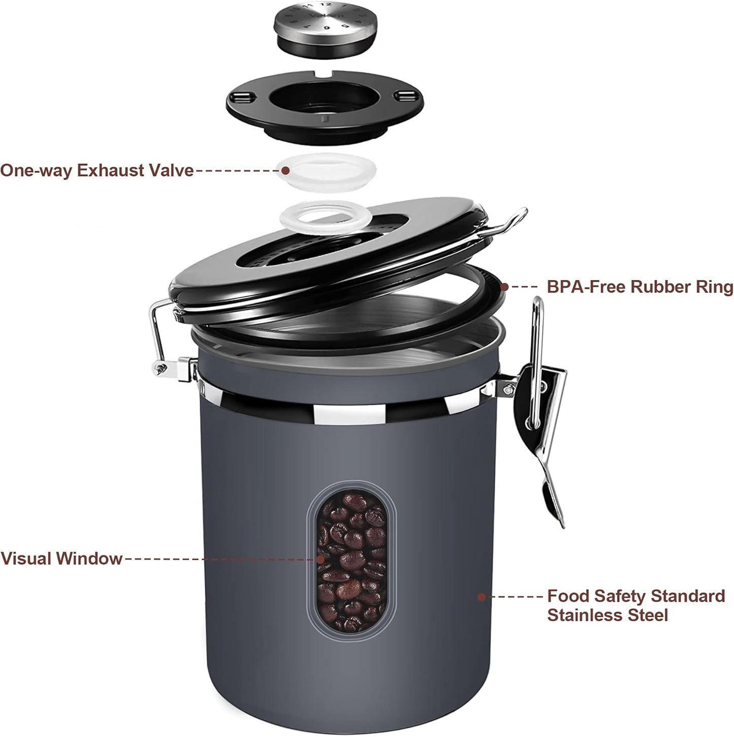 Kaffeedose, 1.8L-Grau