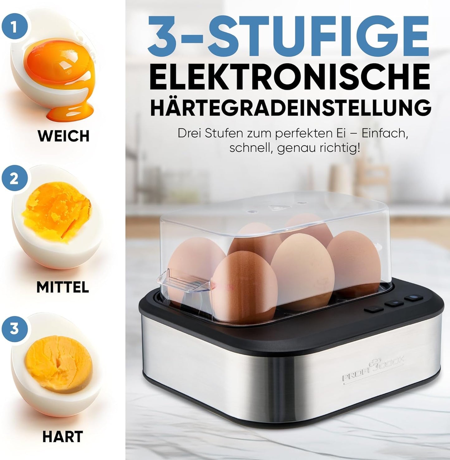 Eierkocher, 6 Eier Inox